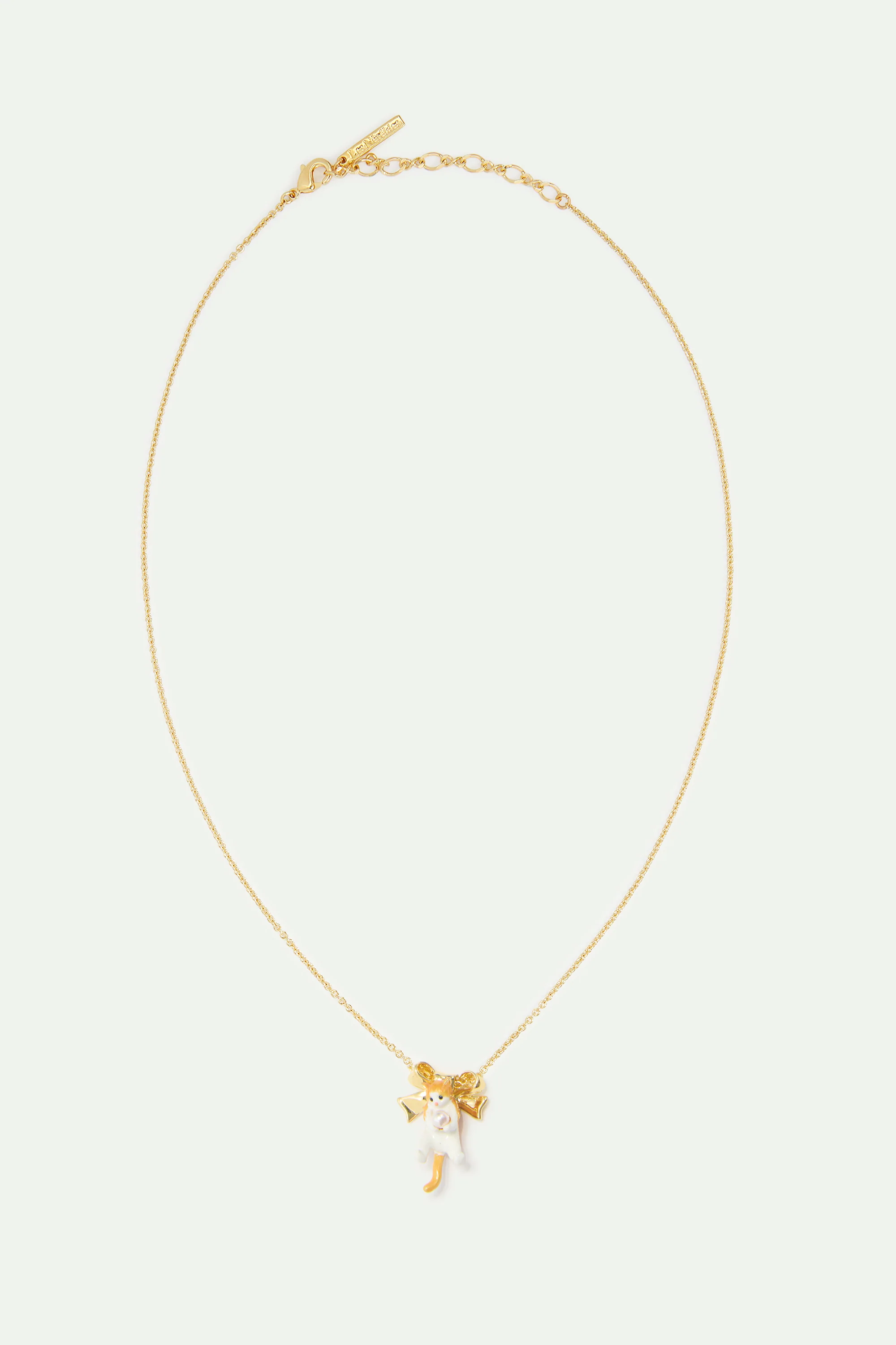 Collier pendentif chaton roux et noeud doré - Image 4