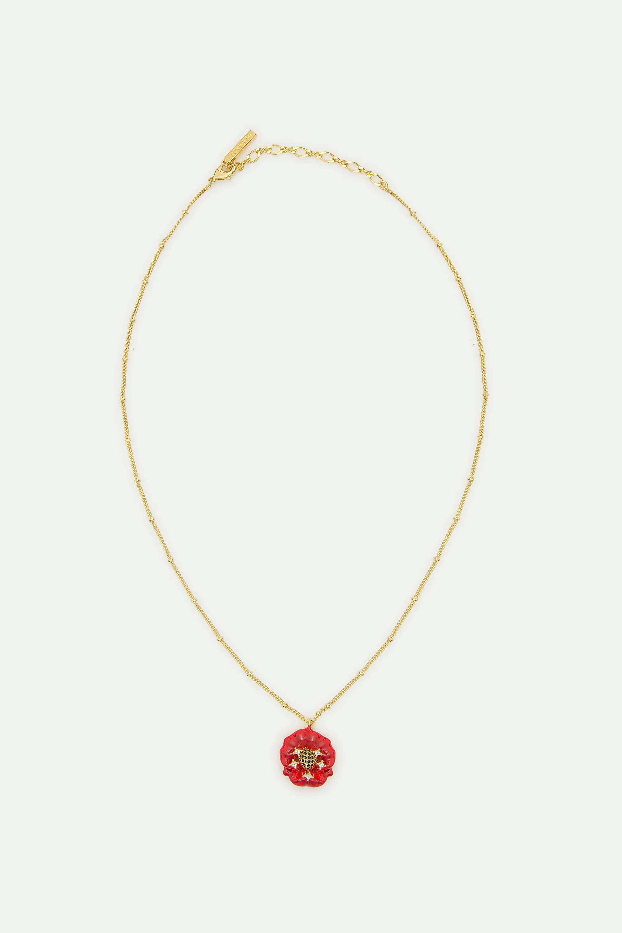 Collier pendentif coquelicot rouge et oxydes de ziconium - Image 4