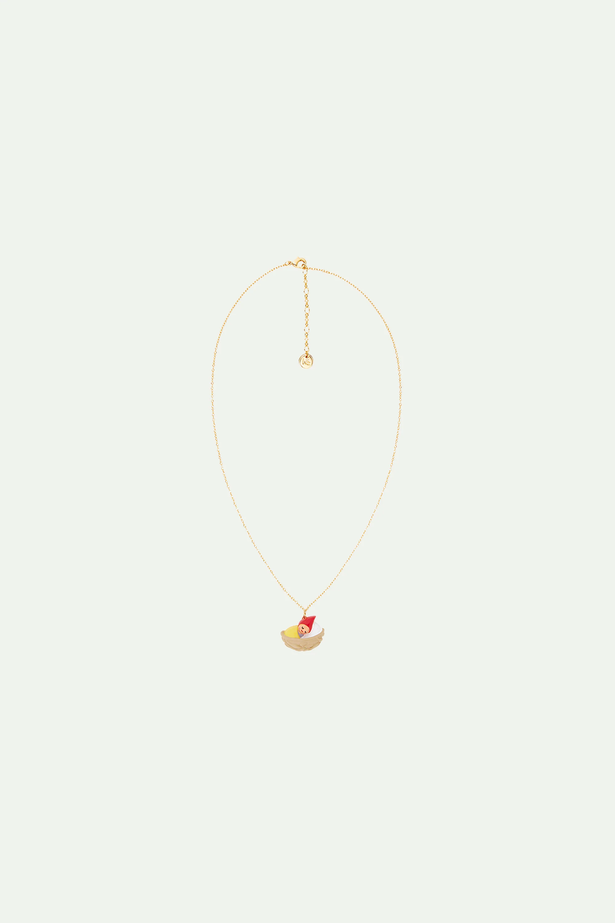 Collier pendentif coquille de noix et enfant nain de jardin - Image 3
