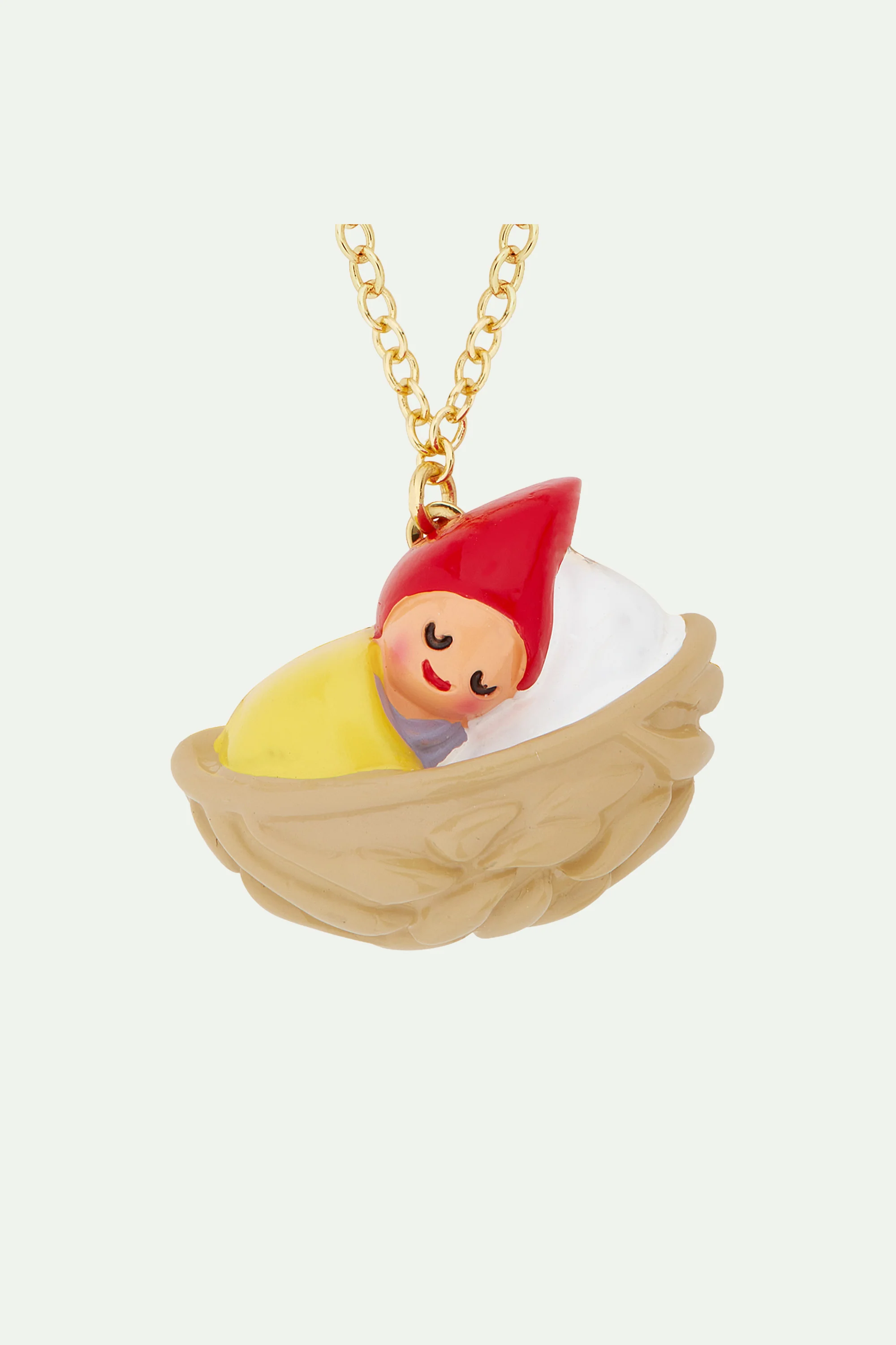 Collier pendentif coquille de noix et enfant nain de jardin - Image 4