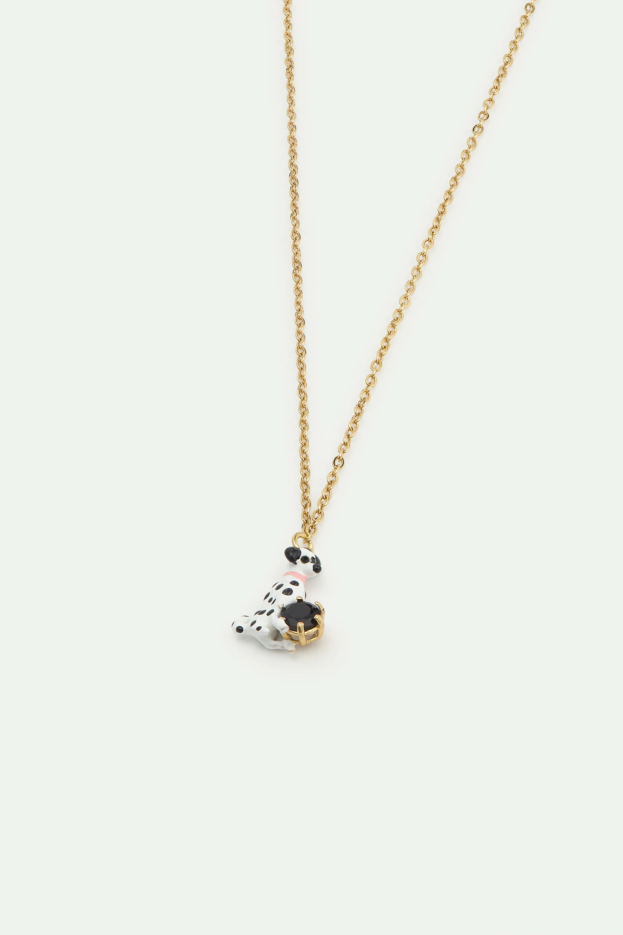 Collier pendentif dalmatien et pierre ronde facettée noire - Image 2
