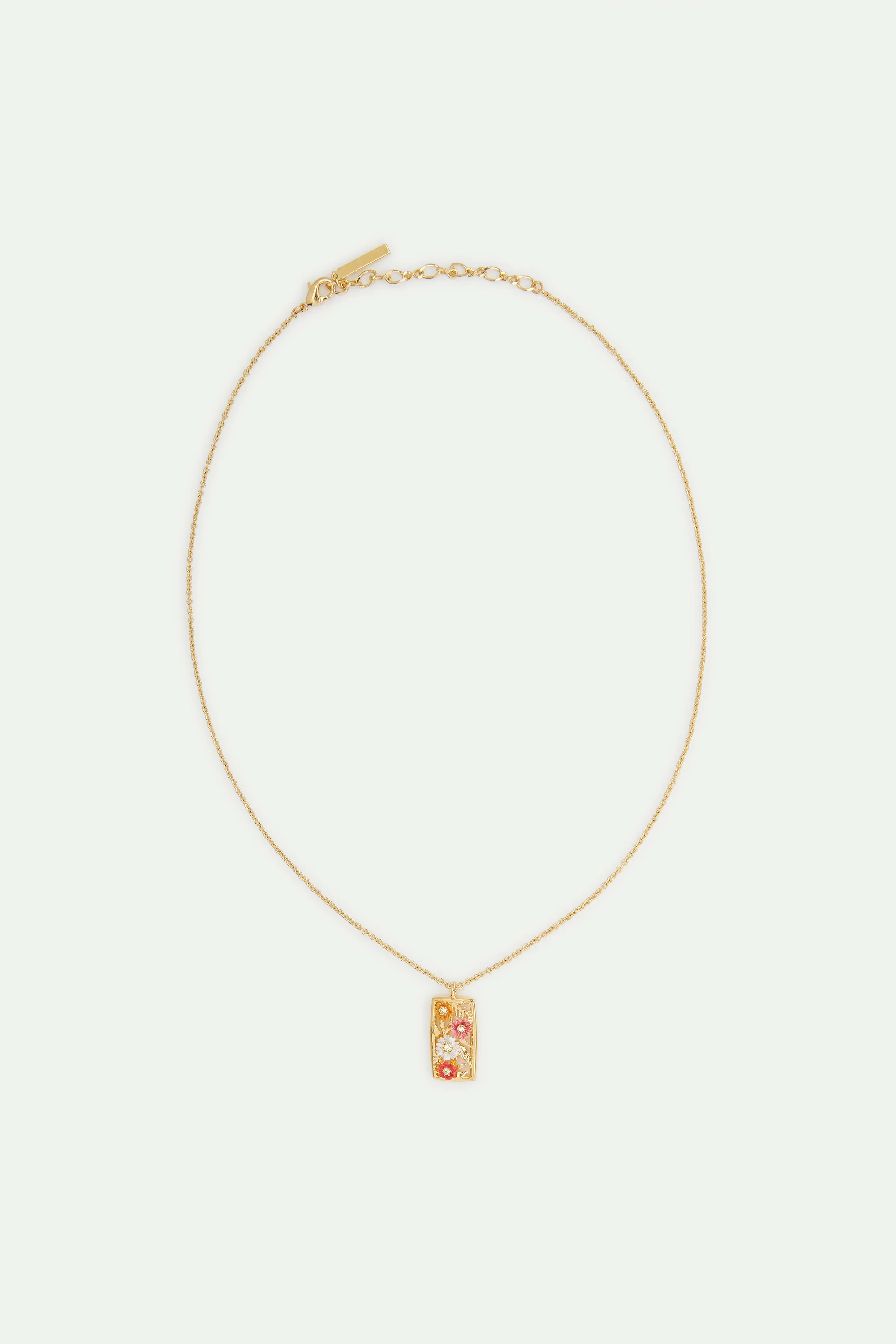 Collier pendentif doré ajouré fleurs zinnias - Image 3