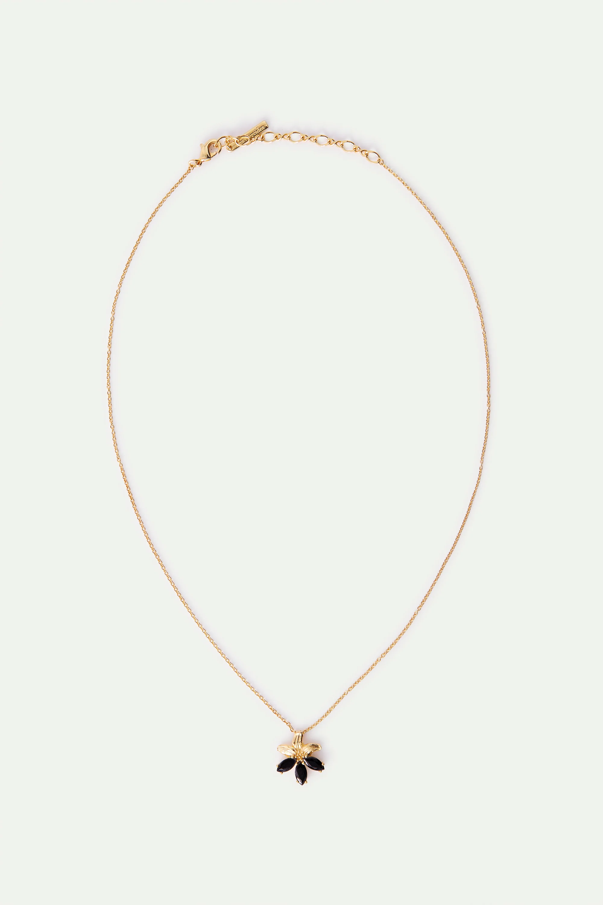 Collier pendentif doré fleur de lys et pierres noires - Image 4