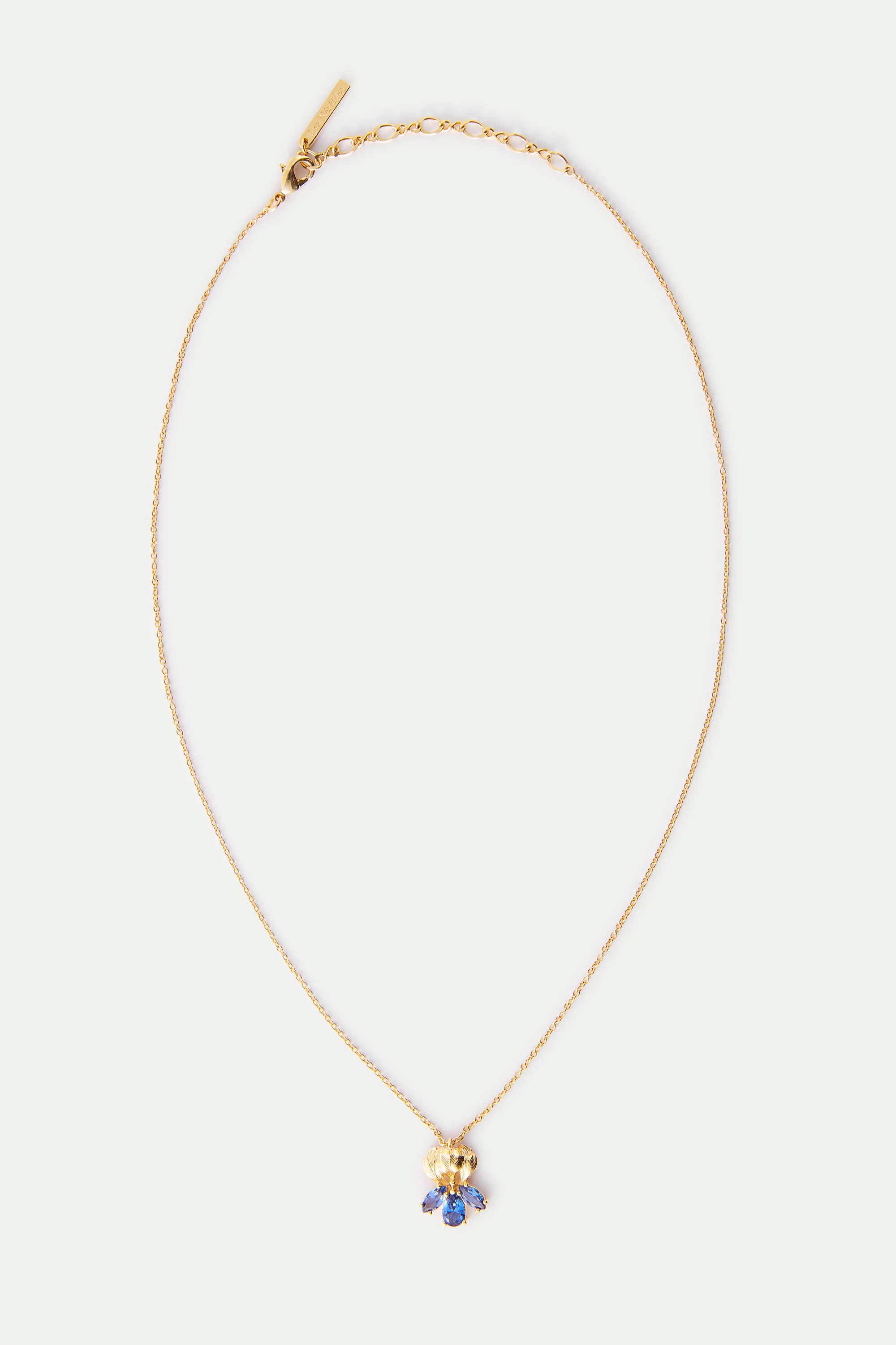 Collier pendentif doré iris et pierres bleues - Image 4