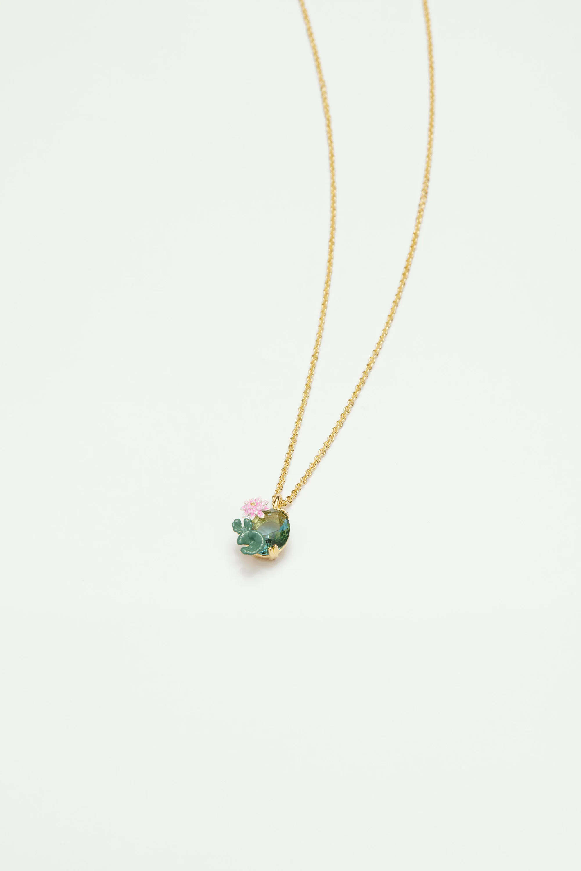 Collier pendentif fleur de lotus et pierre bleue - Image 2