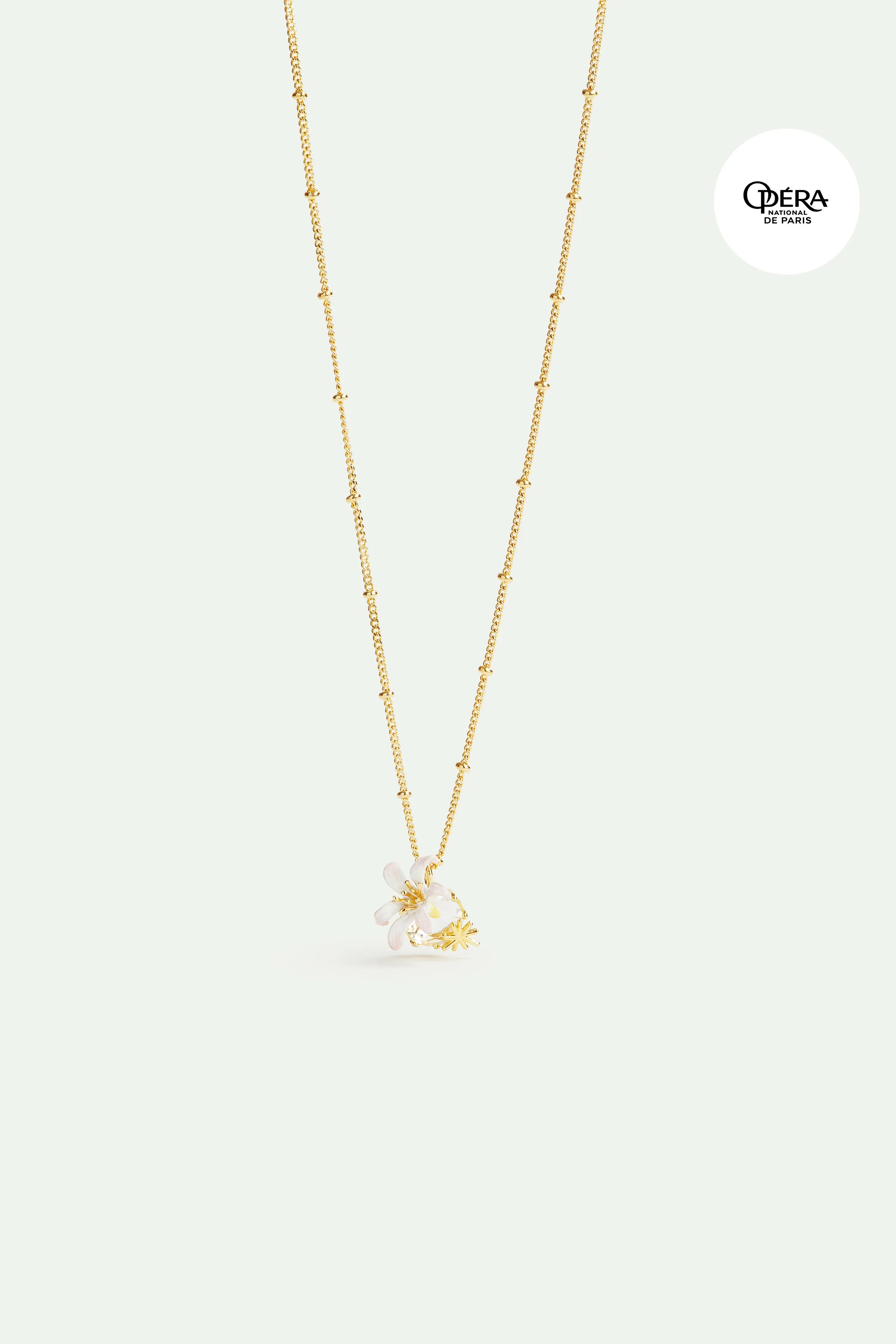 Collier pendentif Fleur de Lys et pierre facettée