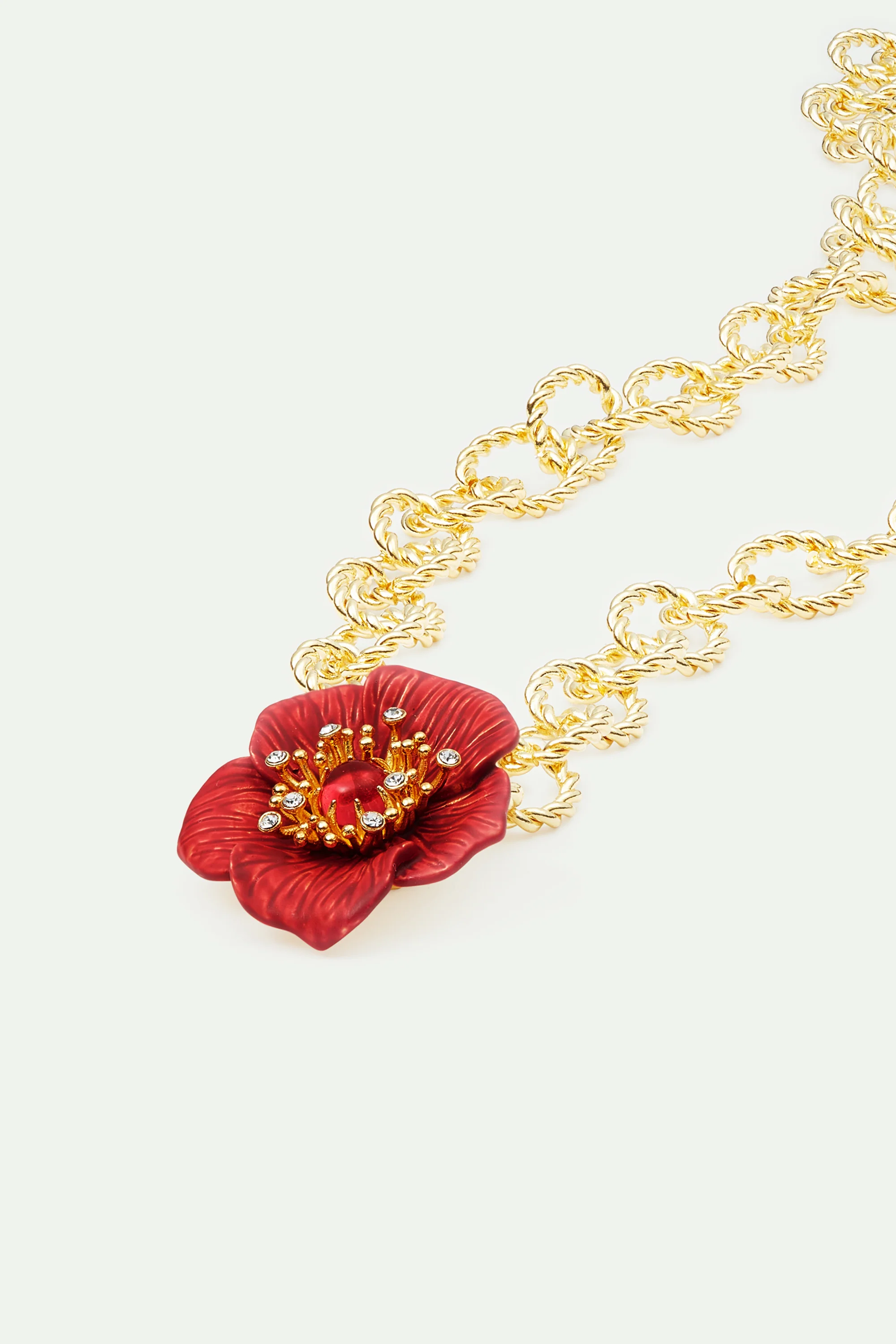 Collier pendentif fleur d'hellébore rouge - Image 3
