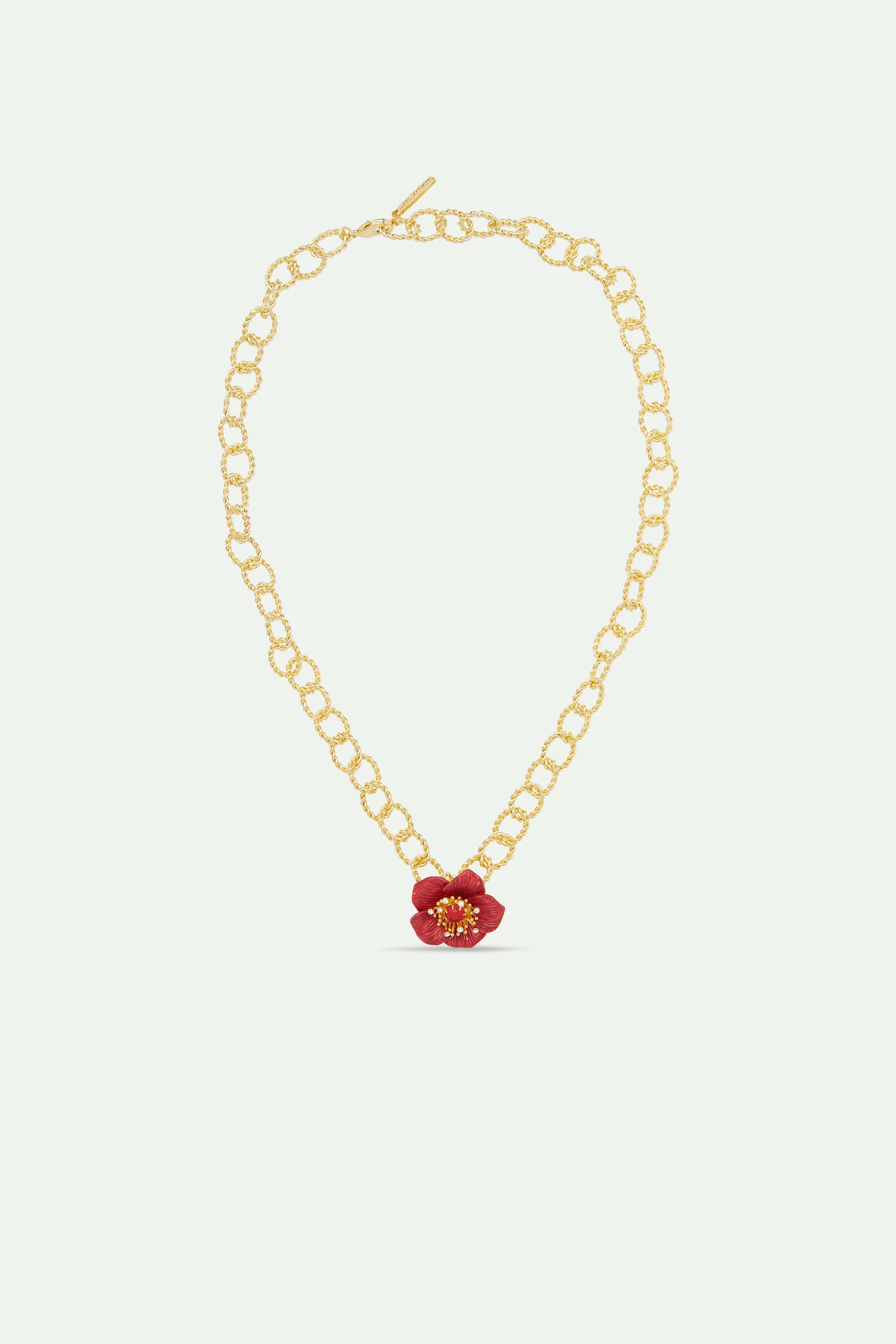 Collier pendentif fleur d'hellébore rouge - Image 4