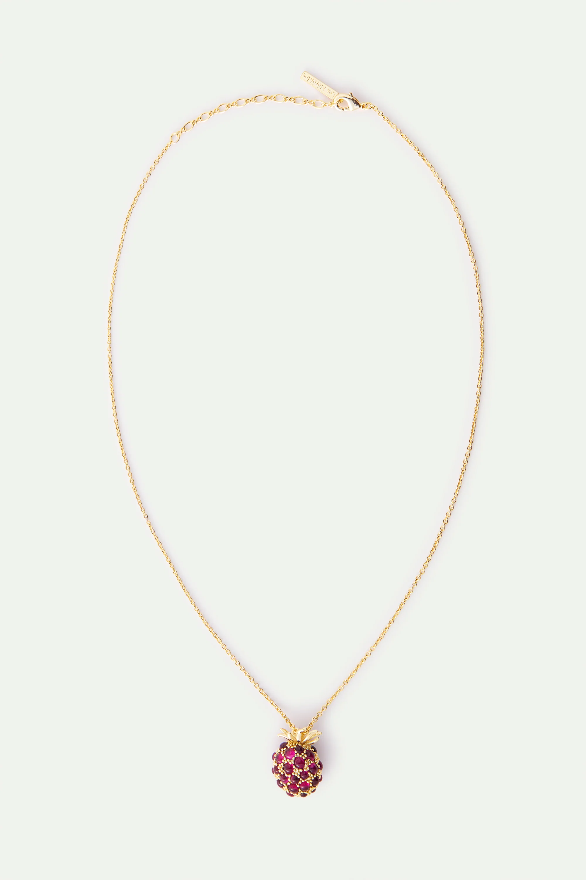Collier pendentif framboise et perles dorées - Image 4