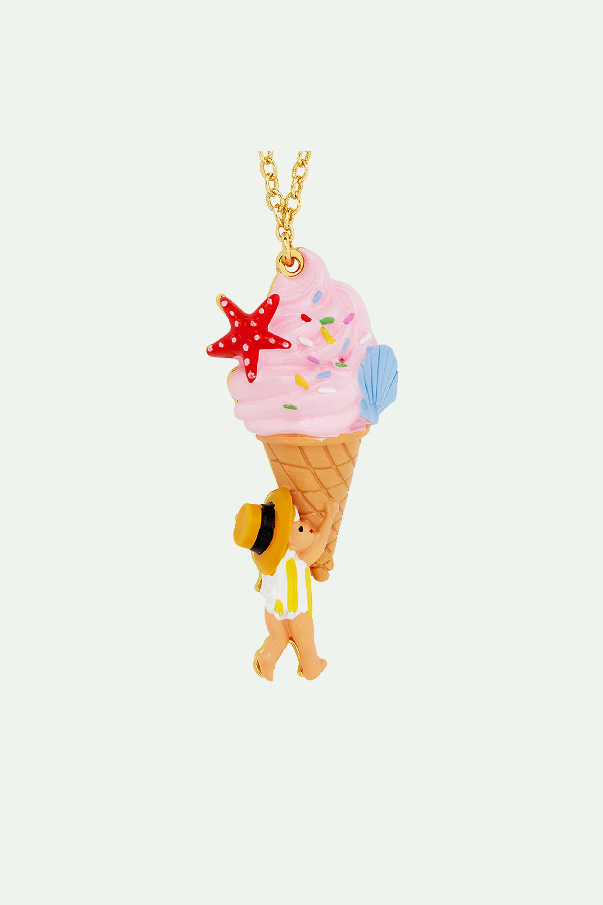 Collier pendentif glace à l'italienne, coquillage et nain de jardin - Image 4