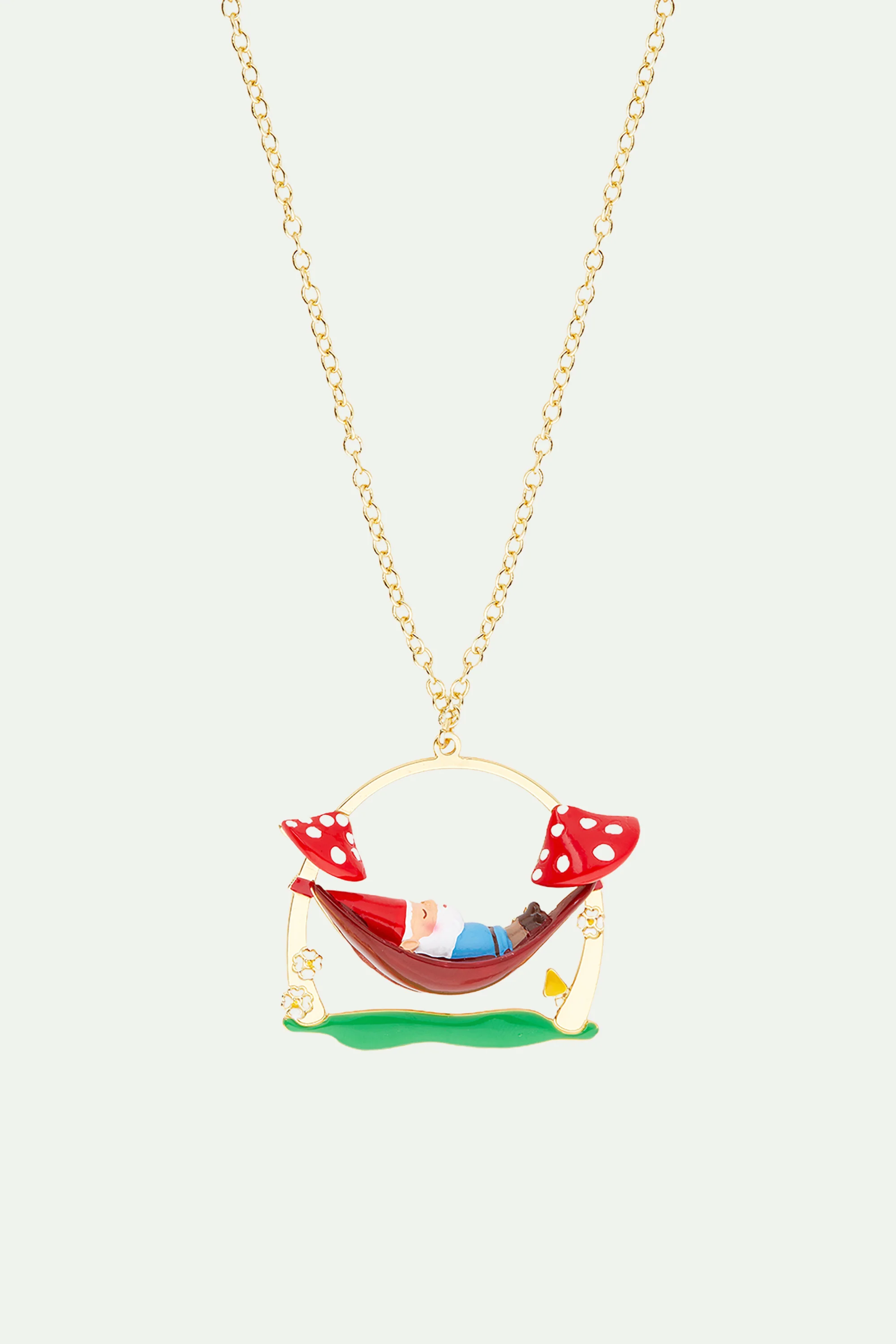Collier pendentif hamac et nain de jardin