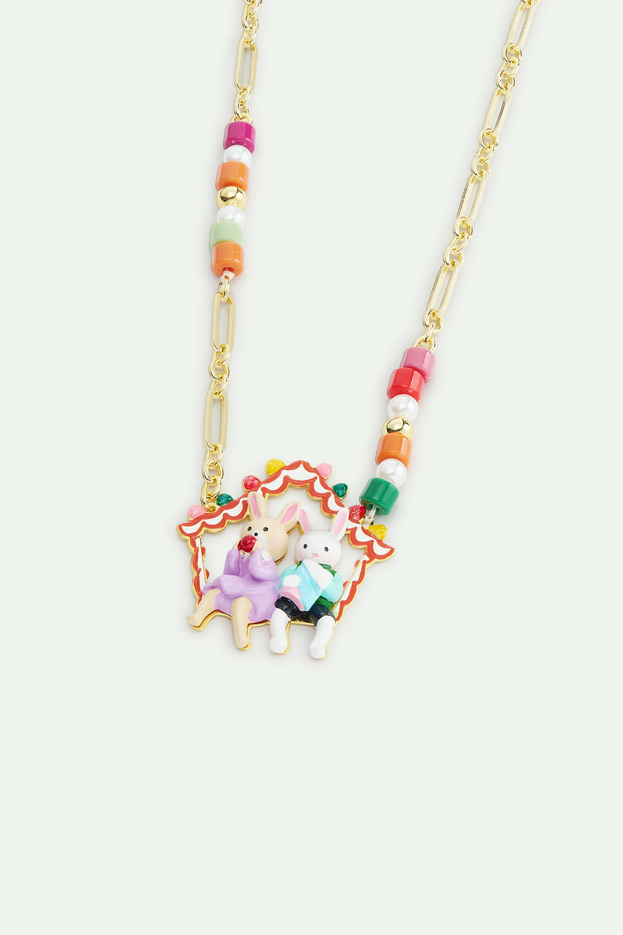 Collier pendentif Hansel et Gretel perles fantaisies colorées - Image 2
