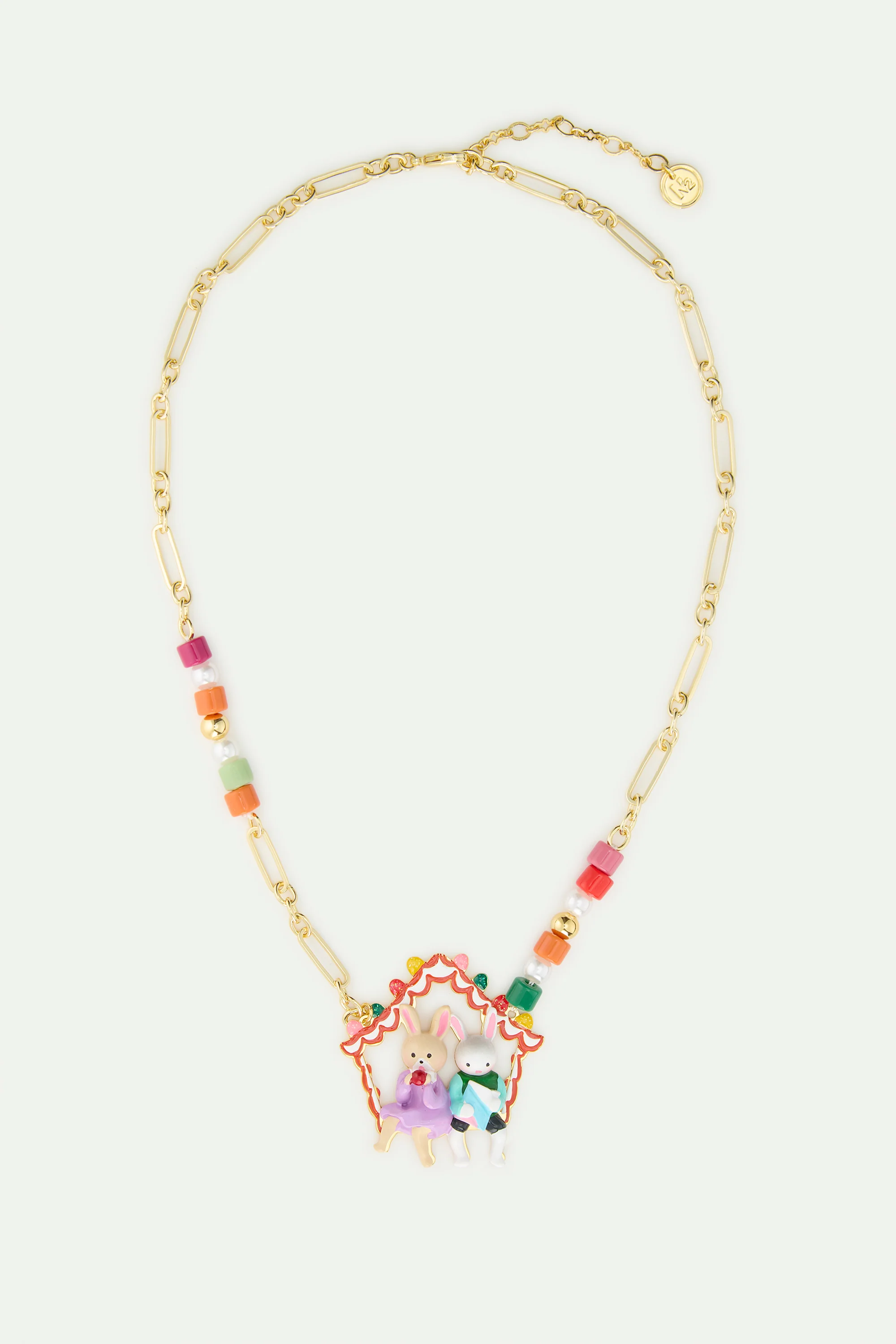 Collier pendentif Hansel et Gretel perles fantaisies colorées - Image 3