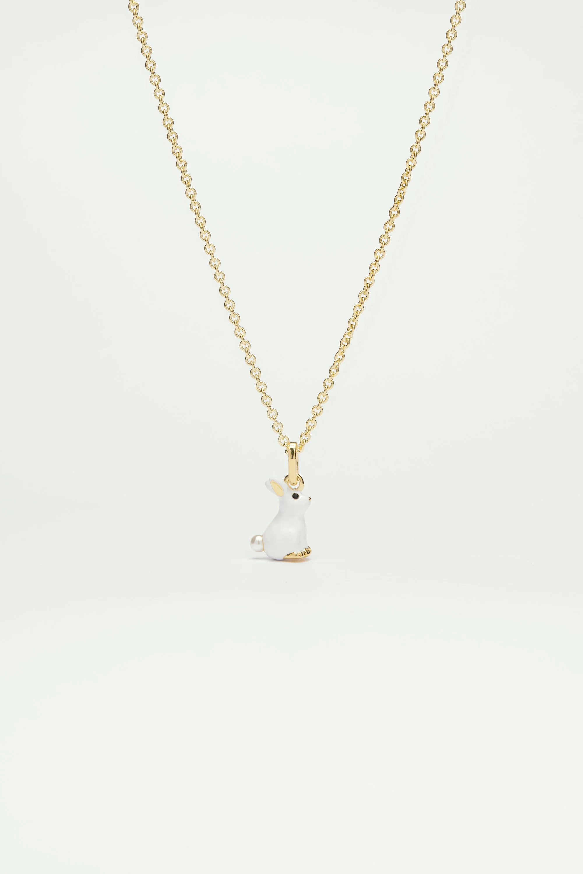 Collier pendentif lapin et perle
