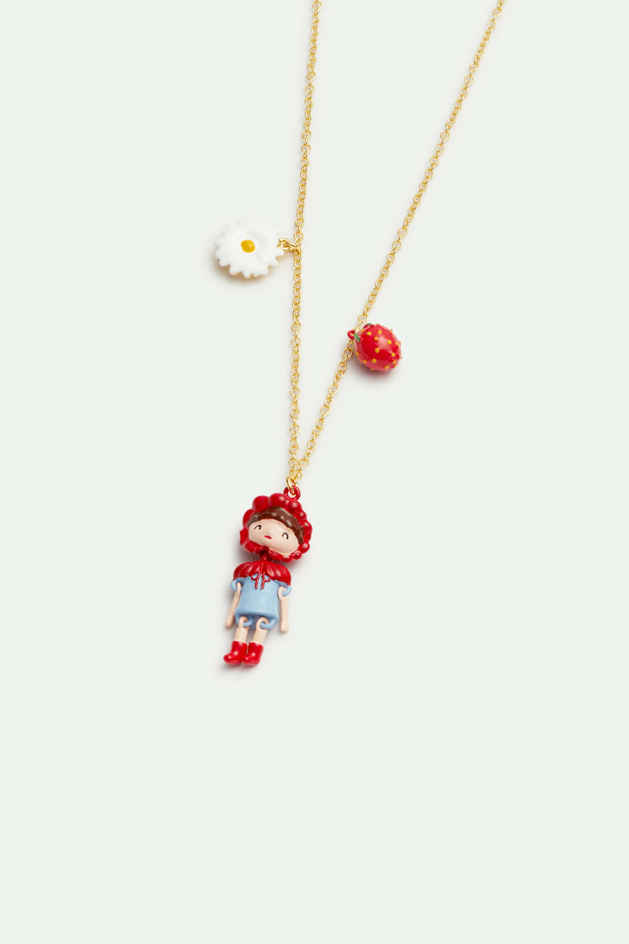 Collier pendentif Le Petit Chaperon rouge, fraise et marguerite - Image 2