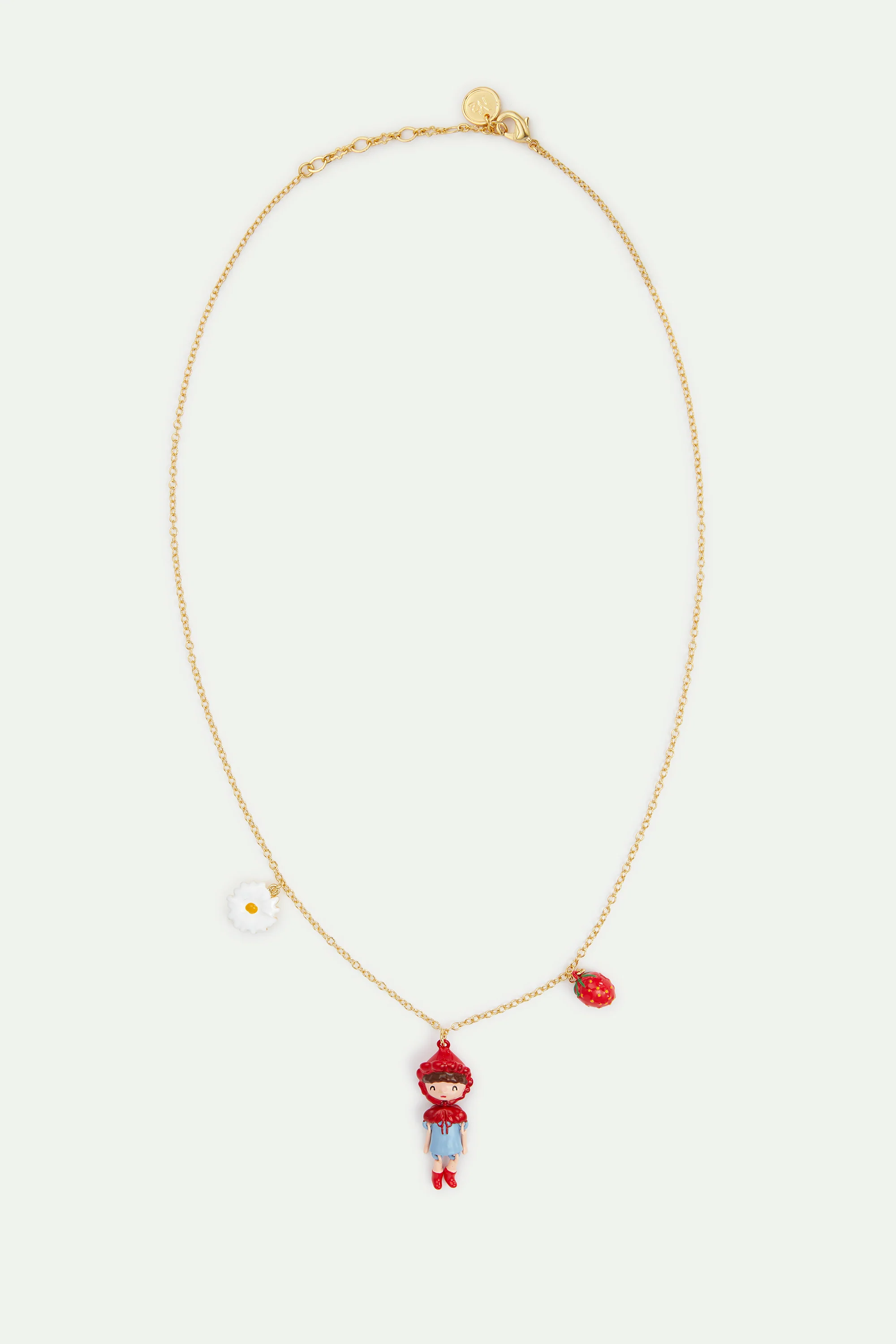 Collier pendentif Le Petit Chaperon rouge, fraise et marguerite - Image 3