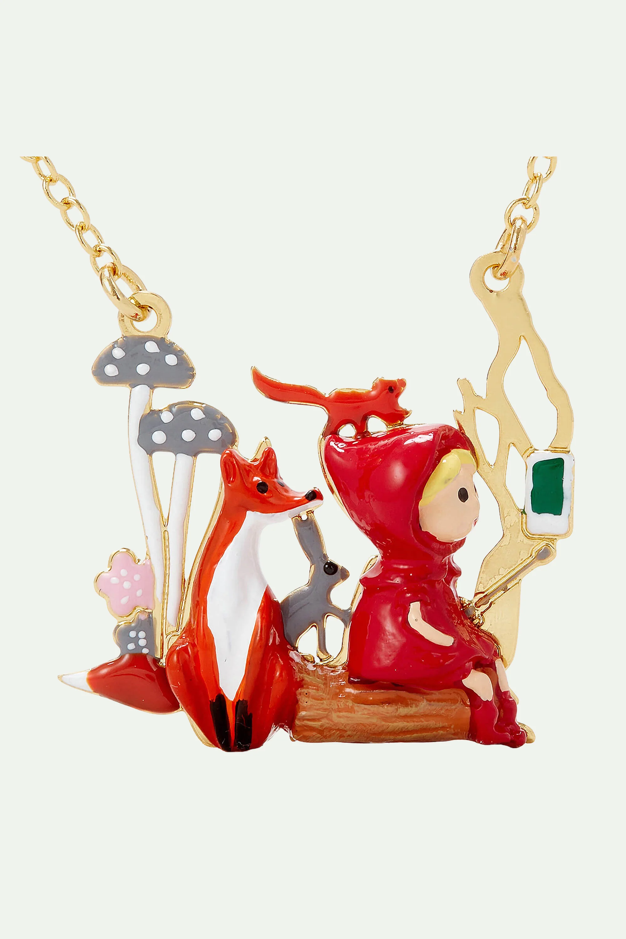 Collier pendentif le petit chaperon rouge, le renard et le lapin - Image 3