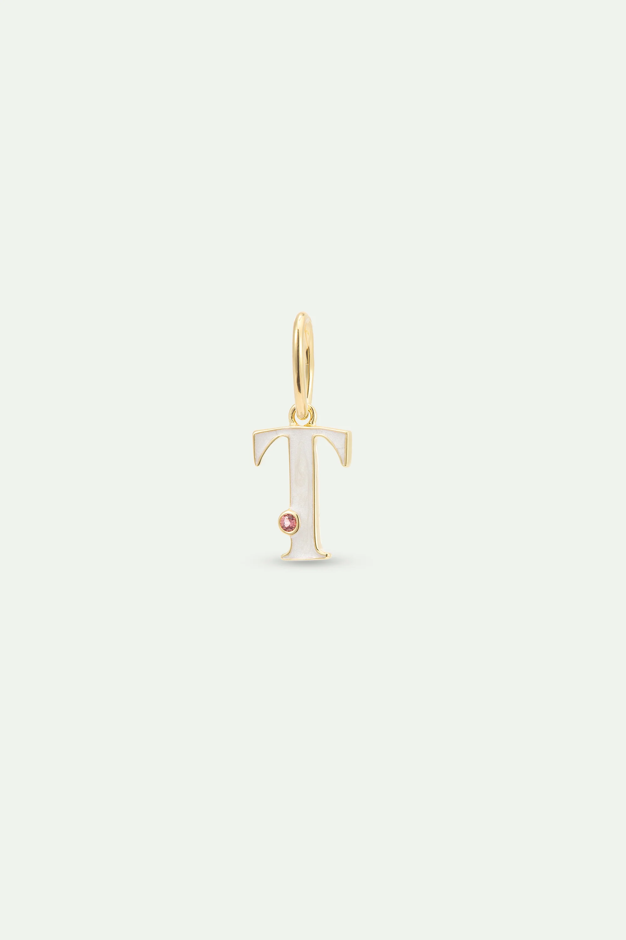 Collier pendentif lettre T blanc