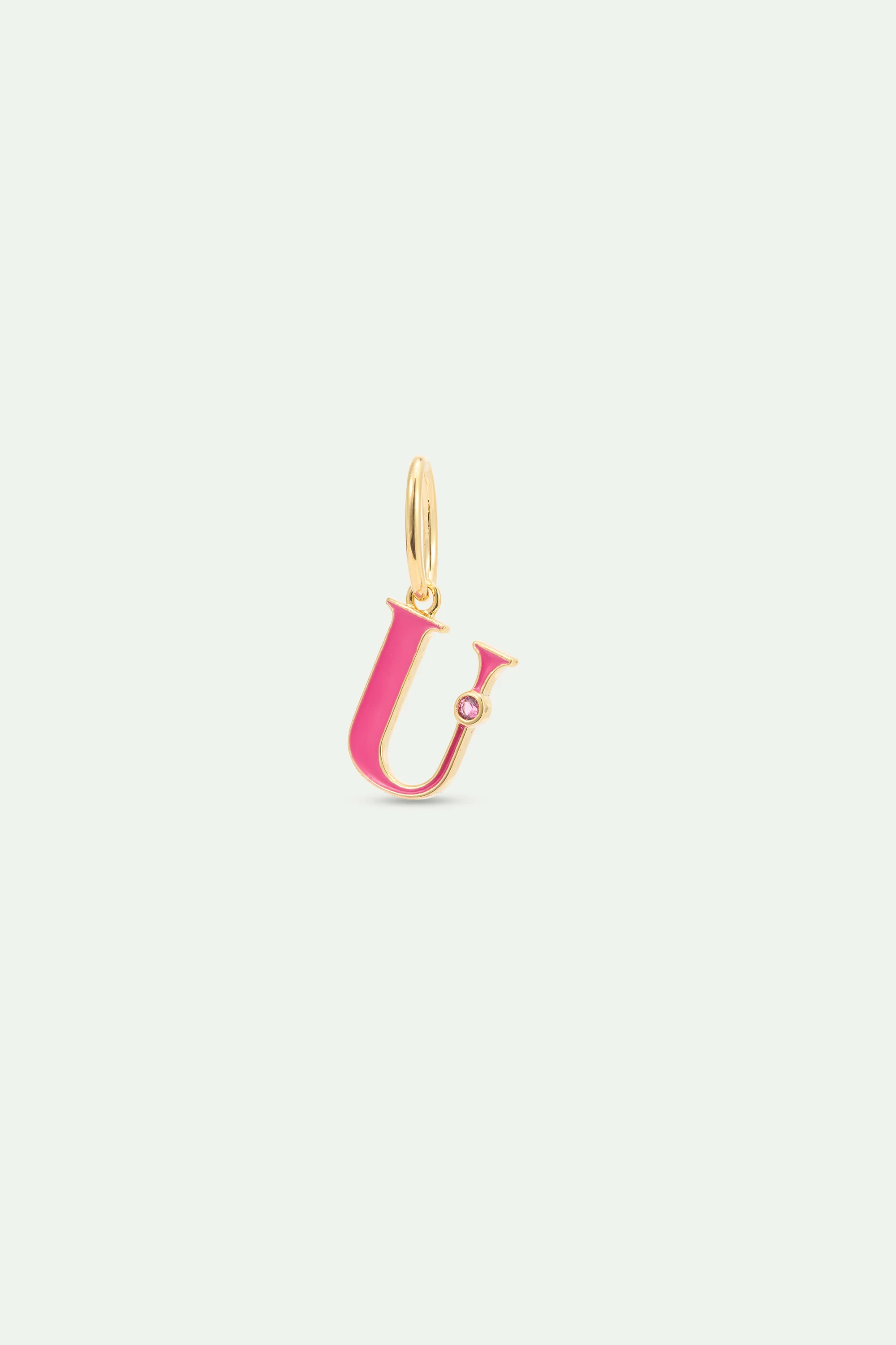 Collier pendentif lettre U rose