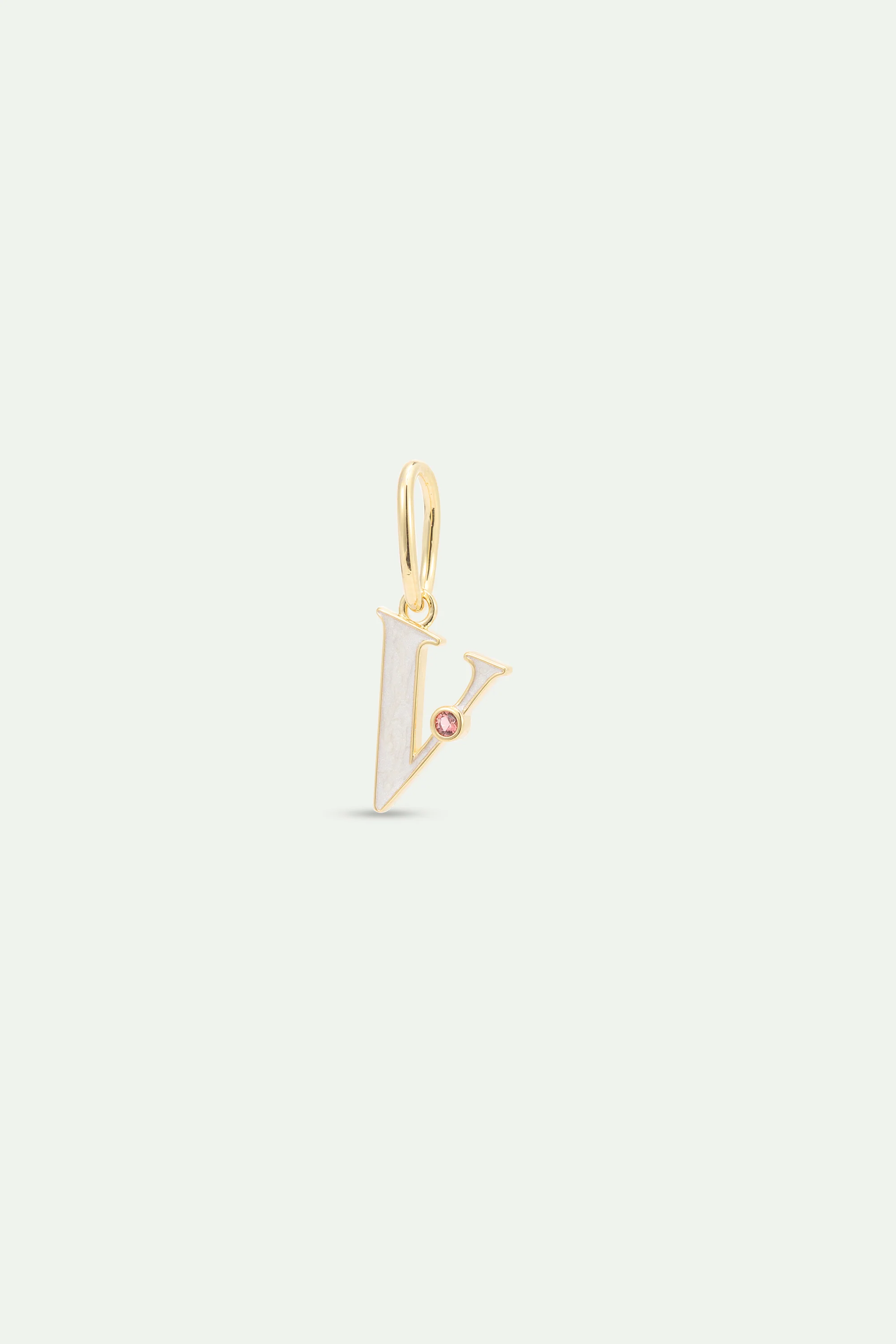 Collier pendentif lettre V blanc