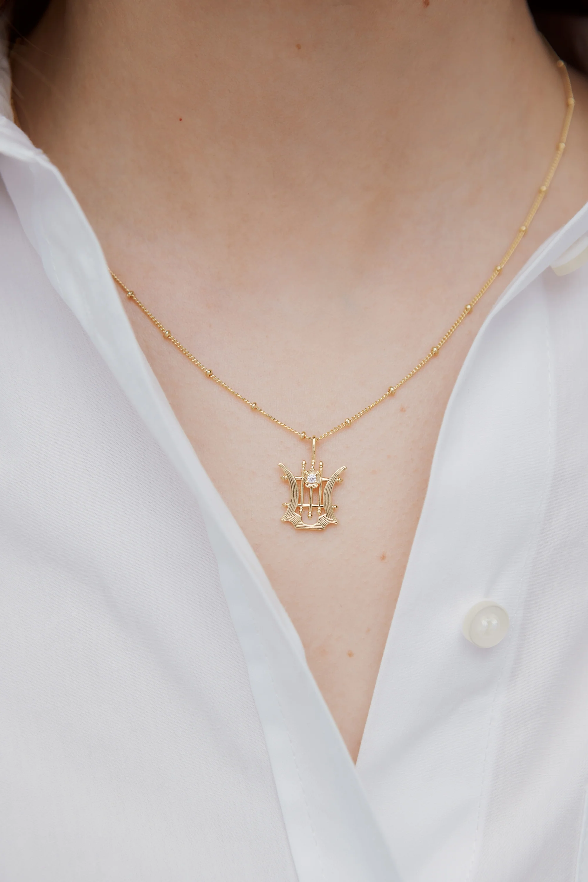 Collier pendentif Lyre doré - Image 2