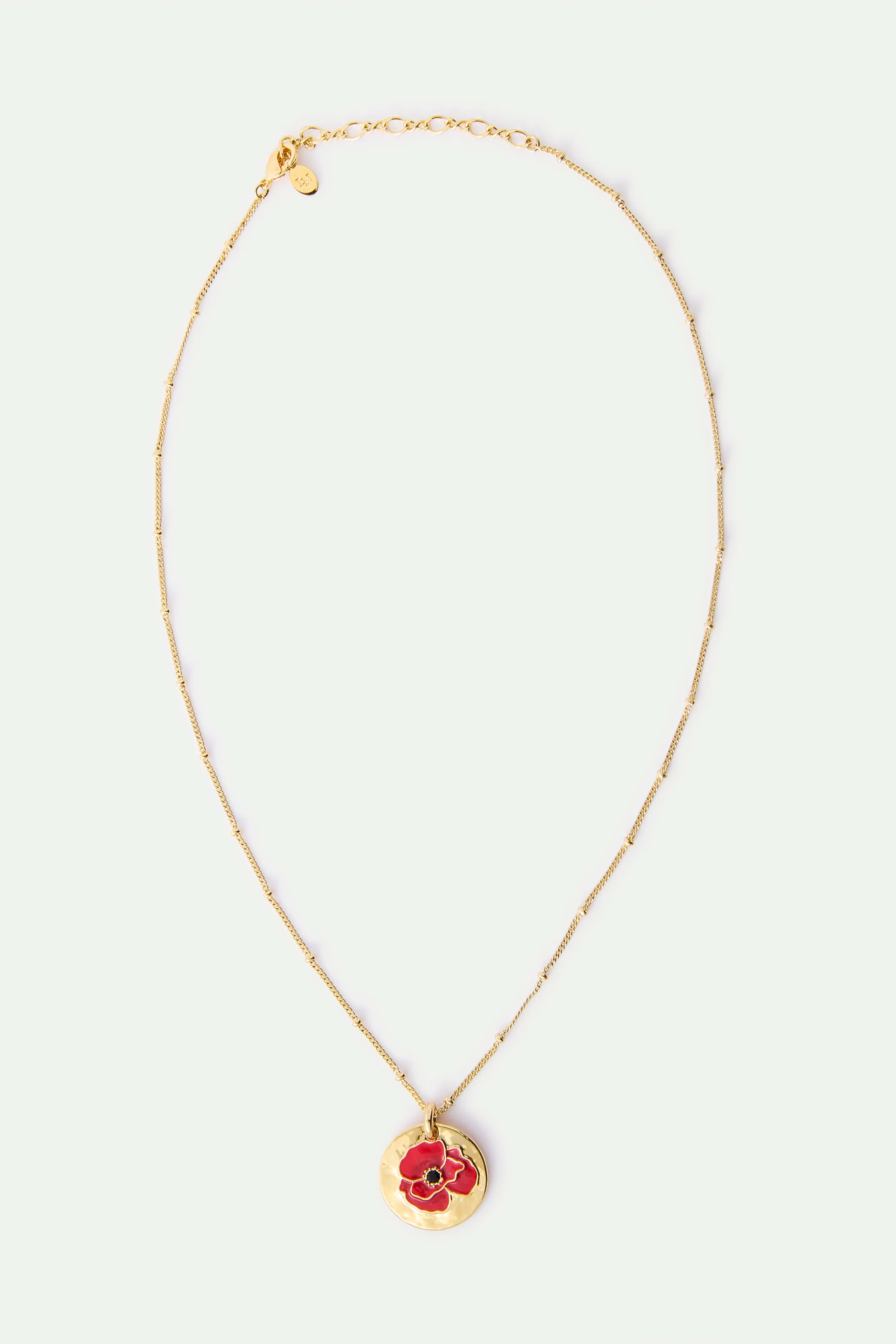 Collier pendentif médaille dorée coquelicot - Image 3