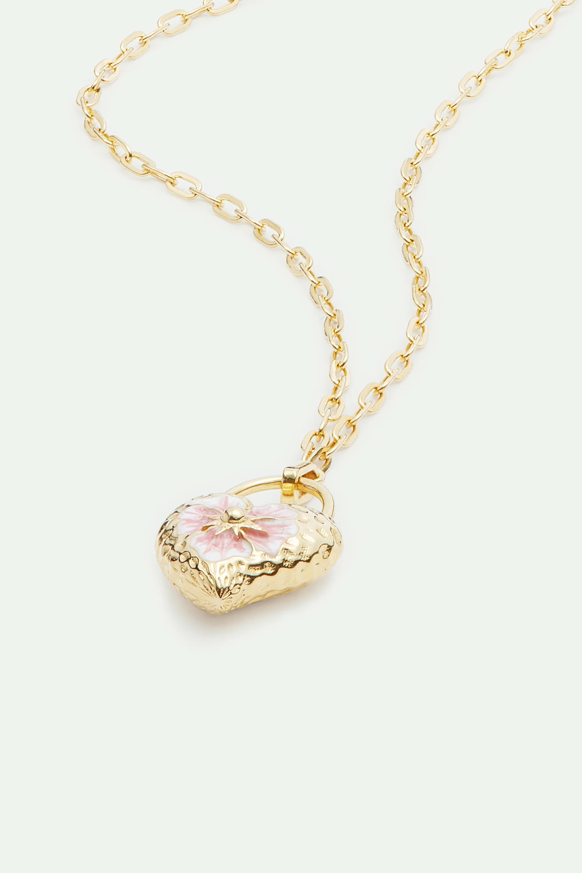 Collier pendentif médaillon cœur et fleur de pensée - Image 3