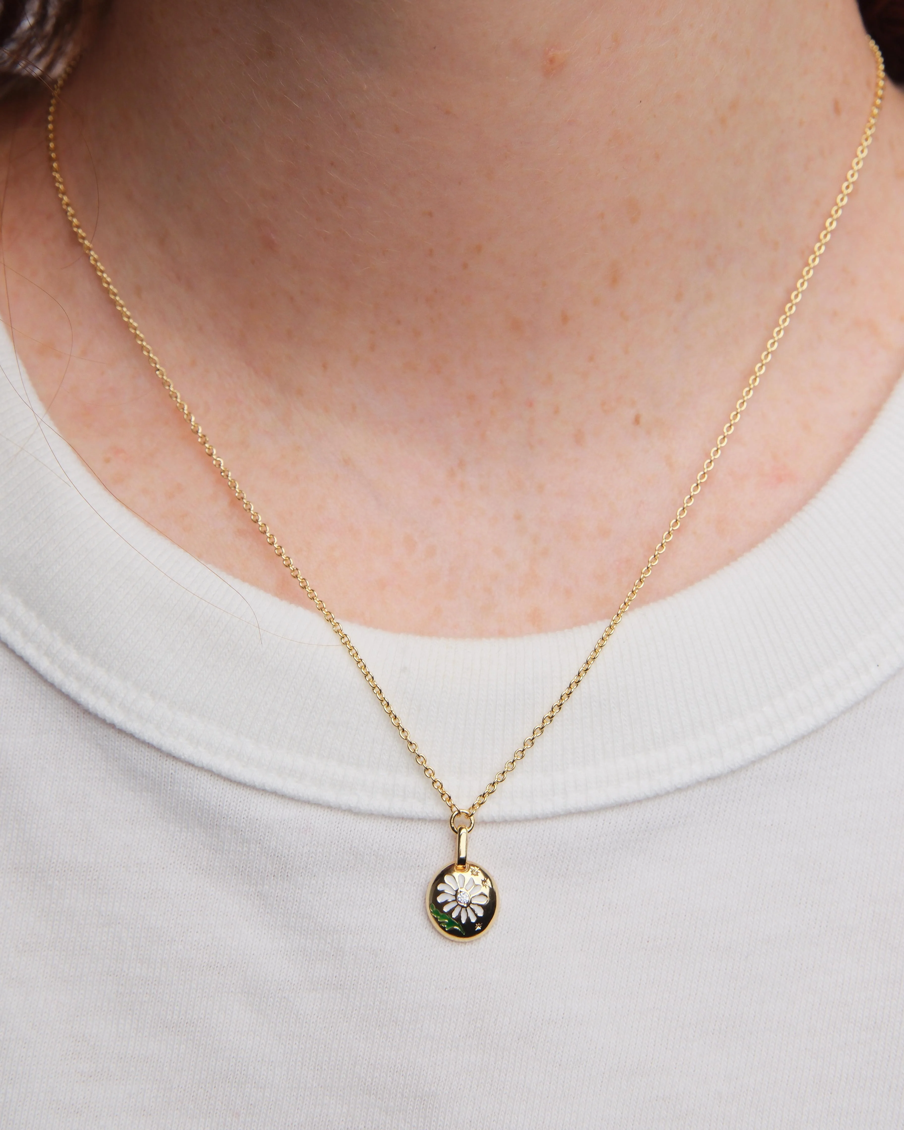 Collier pendentif médaillon et fleur de marguerite - Image 2