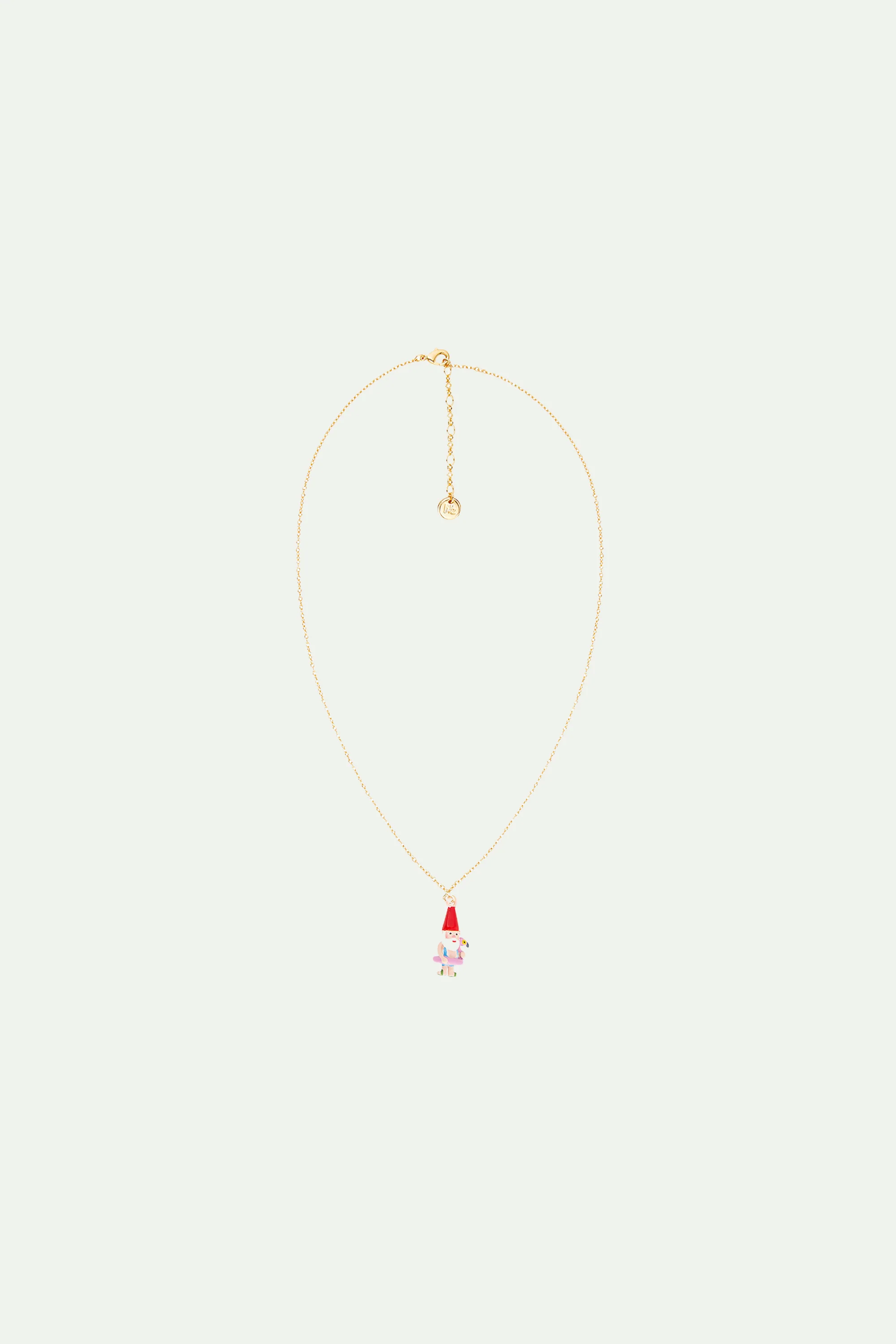 Collier pendentif nain de jardin et bouée flamant rose - Image 2