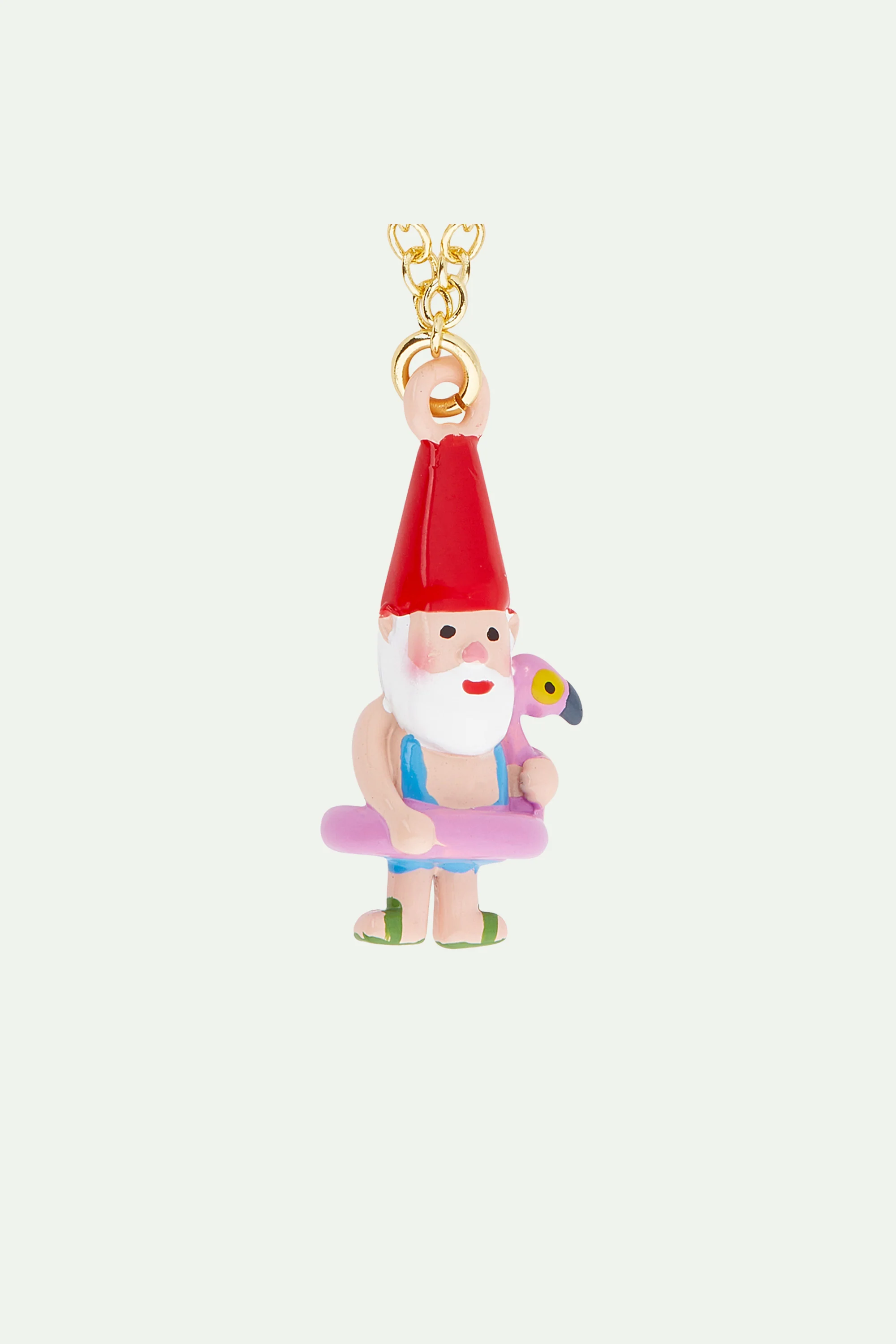 Collier pendentif nain de jardin et bouée flamant rose - Image 3