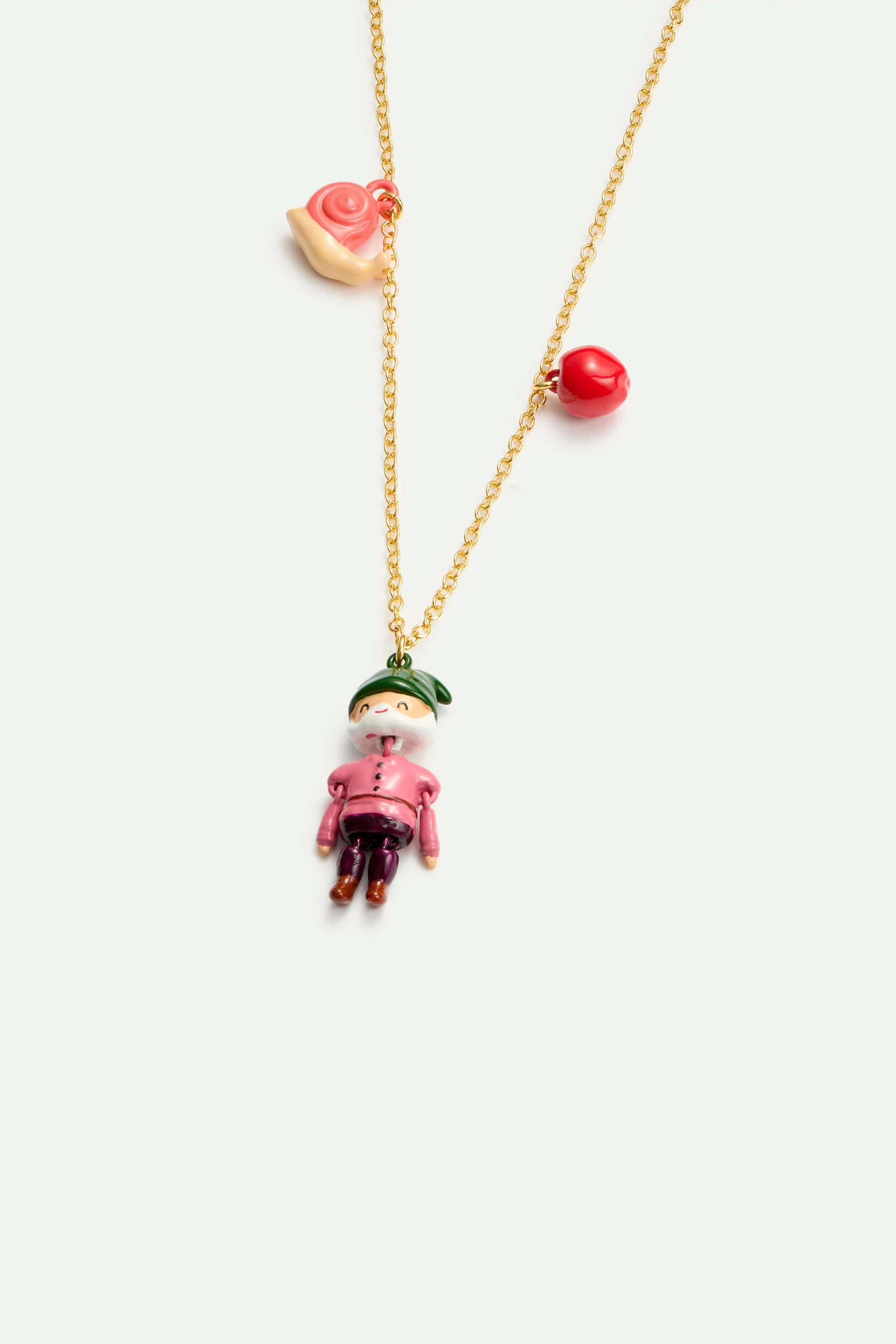 Collier pendentif nain, pomme et escargot - Image 2