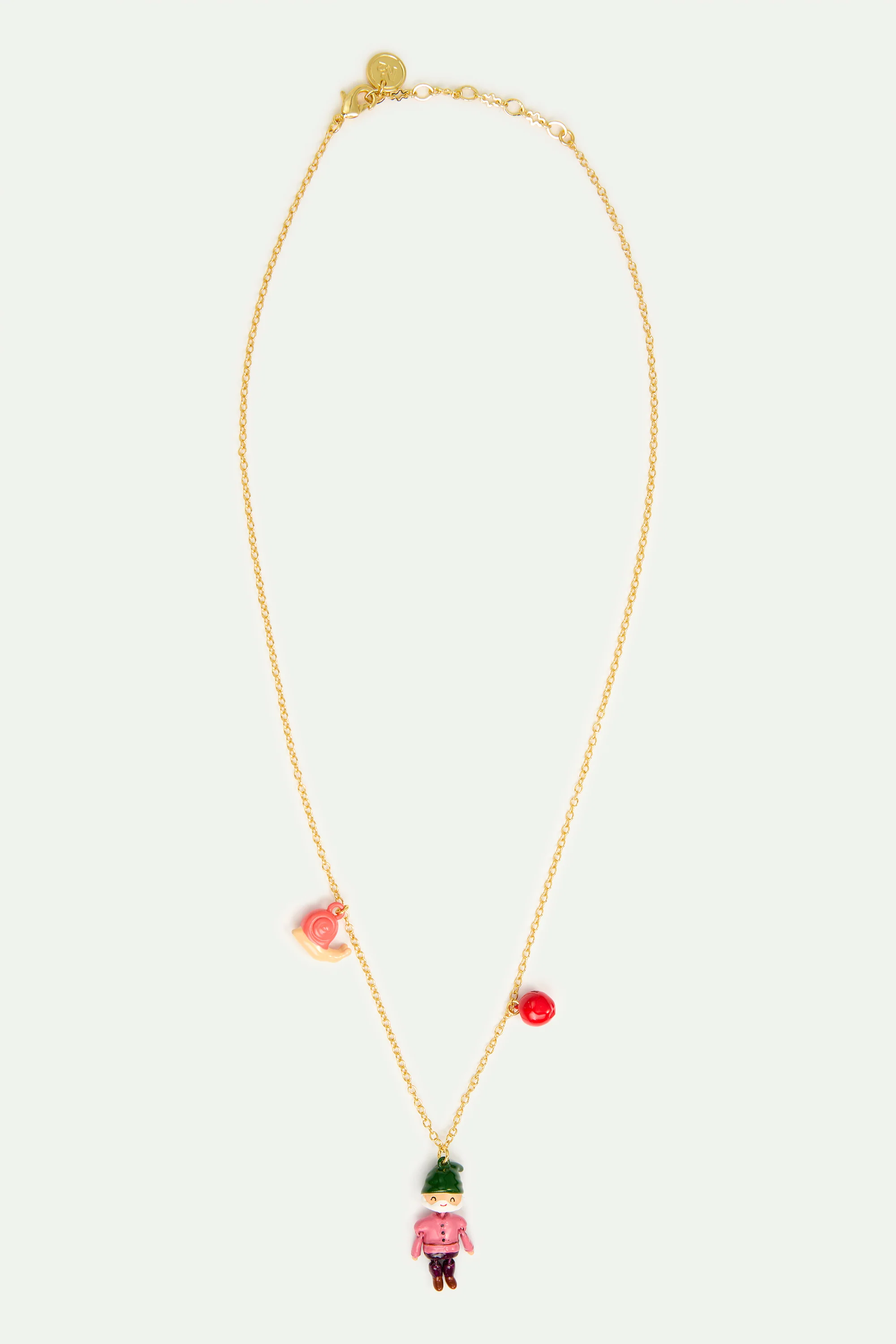 Collier pendentif nain, pomme et escargot - Image 3