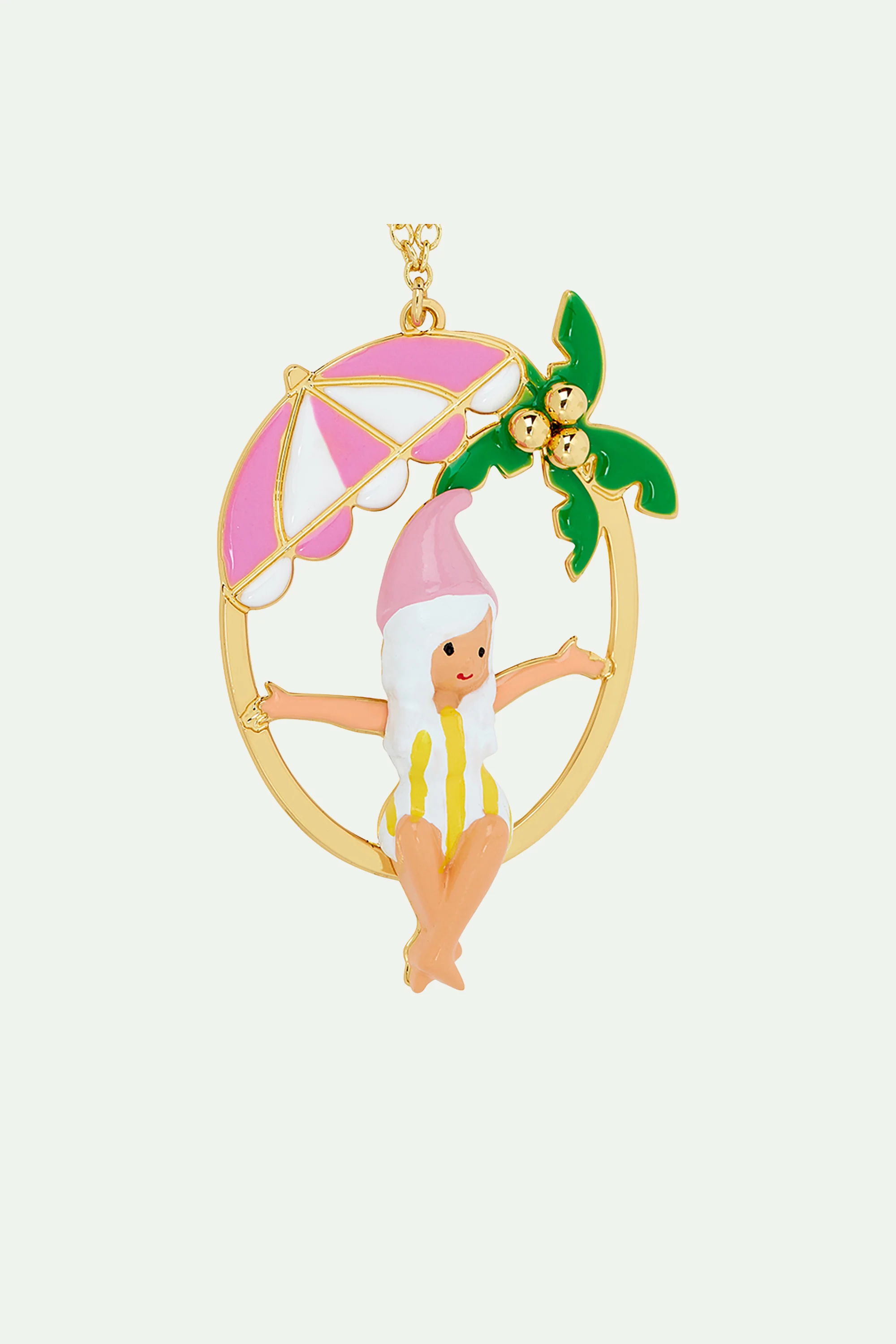 Collier pendentif naine, parasol et palmier - Image 4