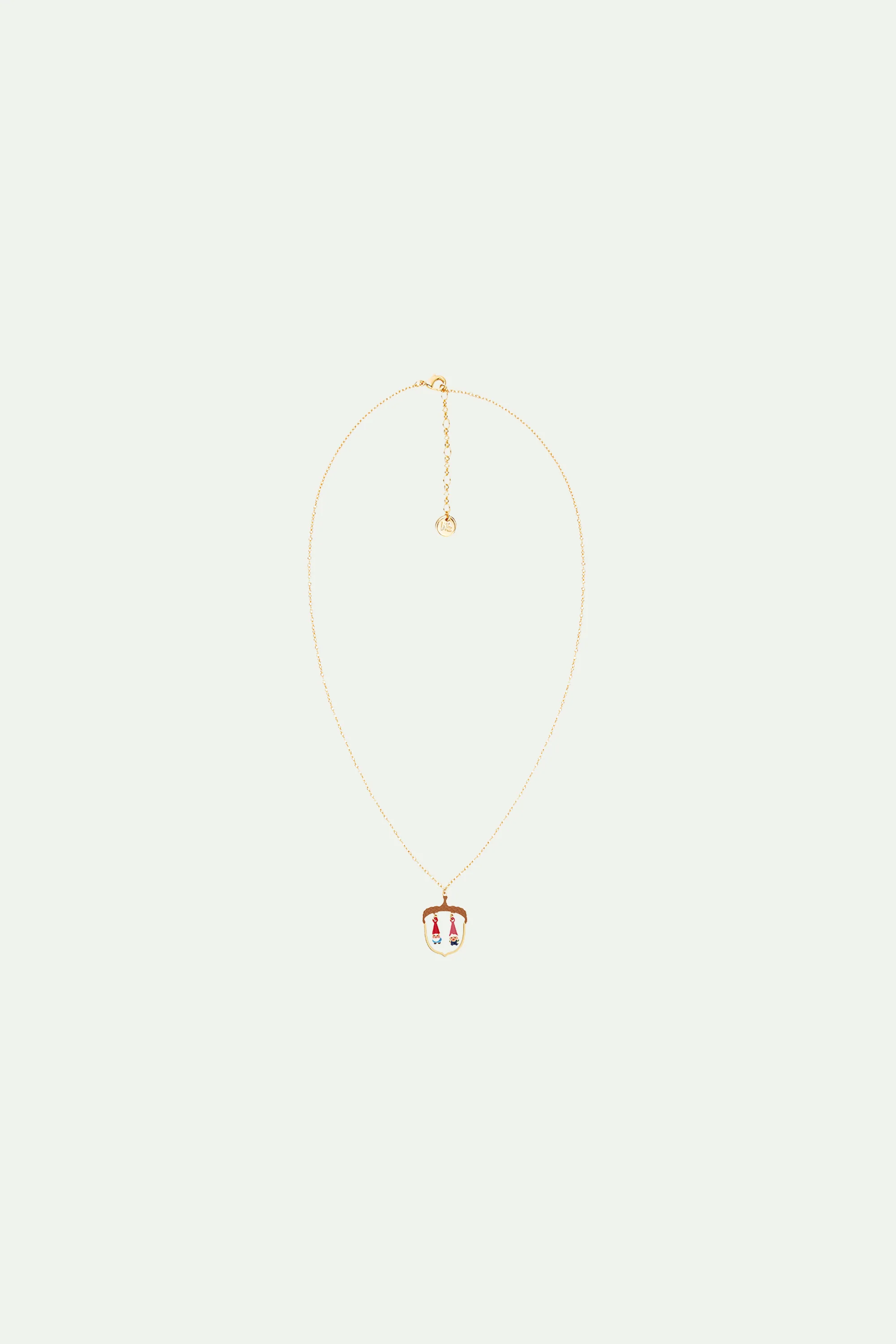 Collier pendentif noisette et nains de jardin - Image 2