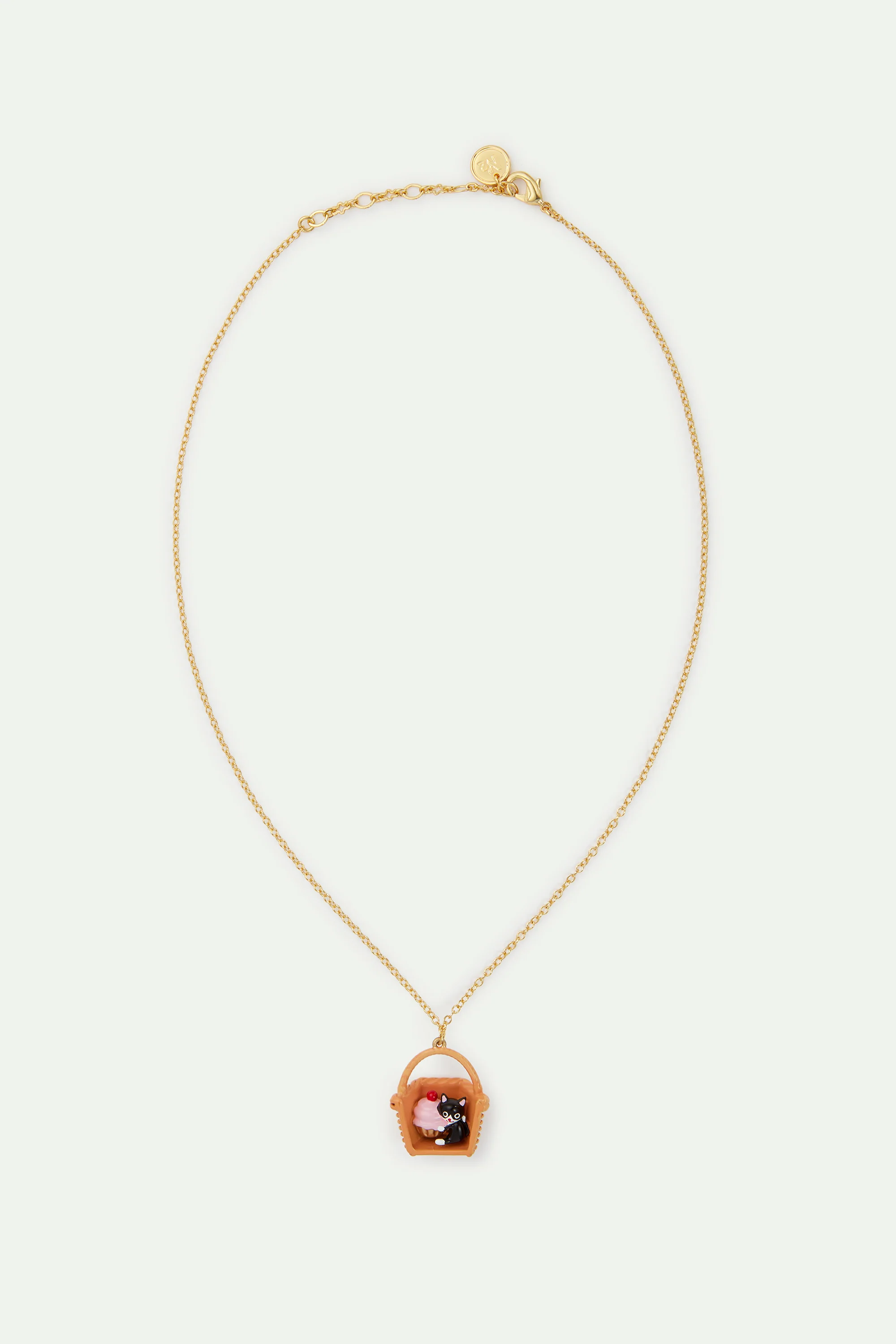 Collier pendentif panier, chat noir et patisserie - Image 4