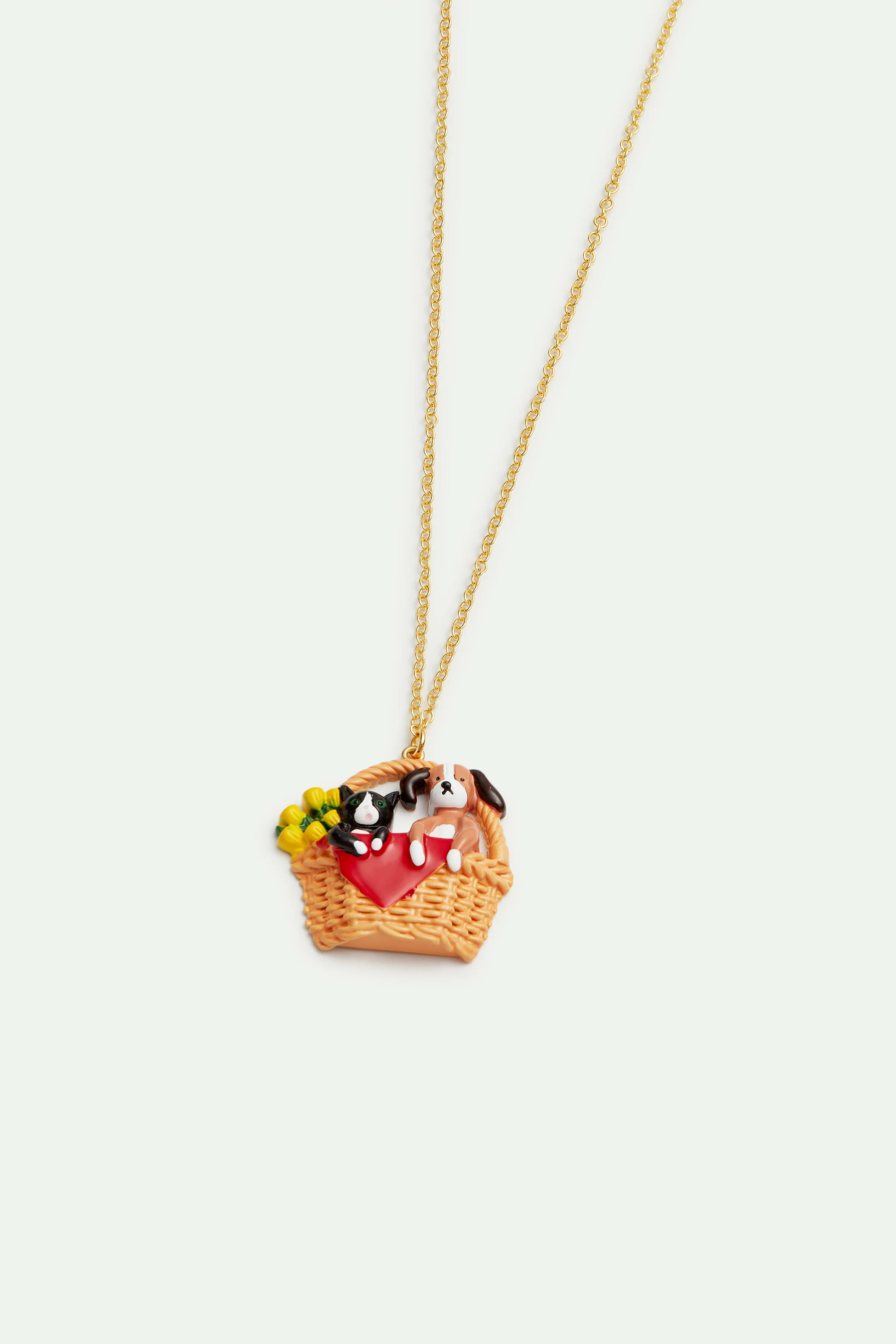 Collier pendentif panier en osier, chat et chien - Image 2