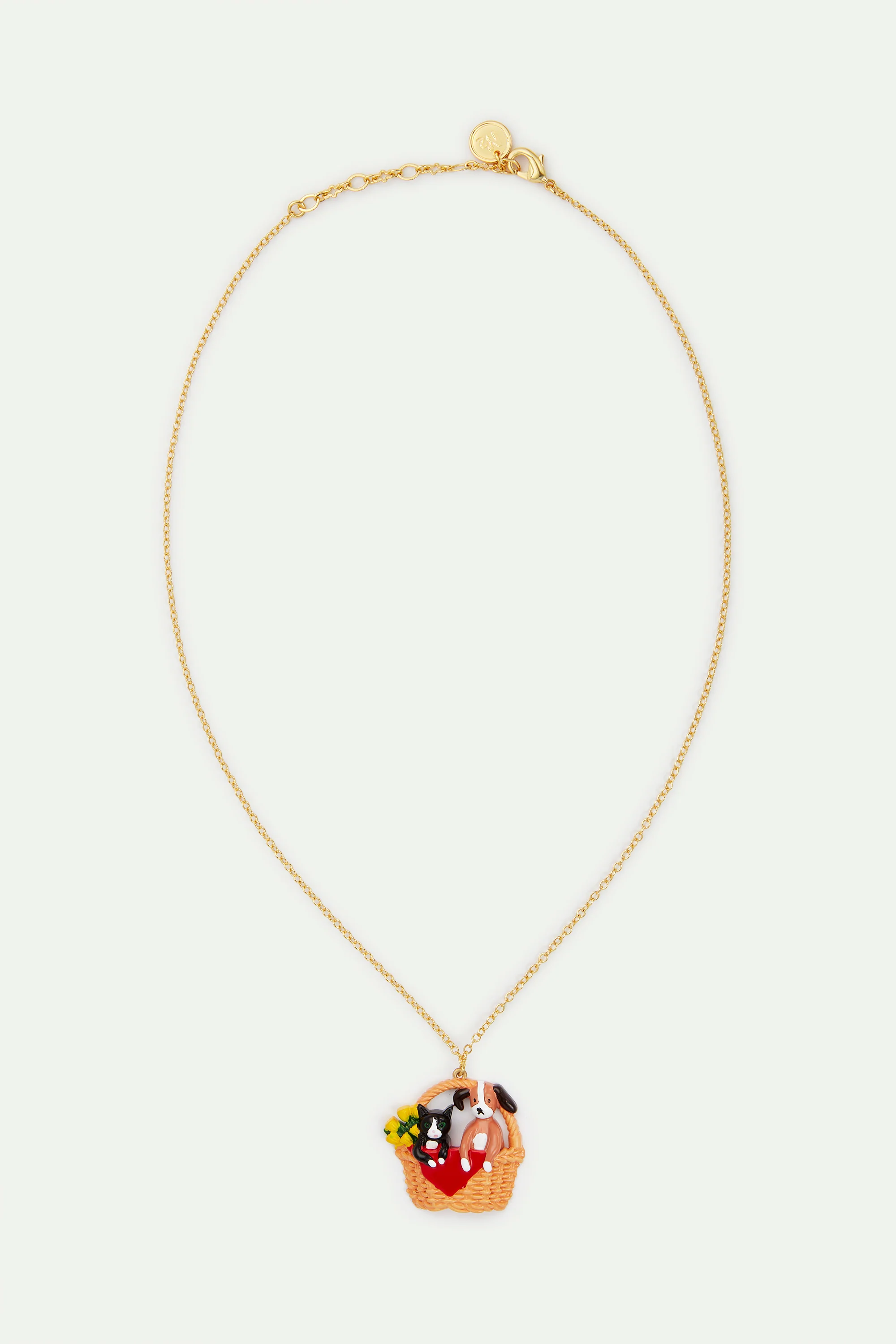 Collier pendentif panier en osier, chat et chien - Image 3