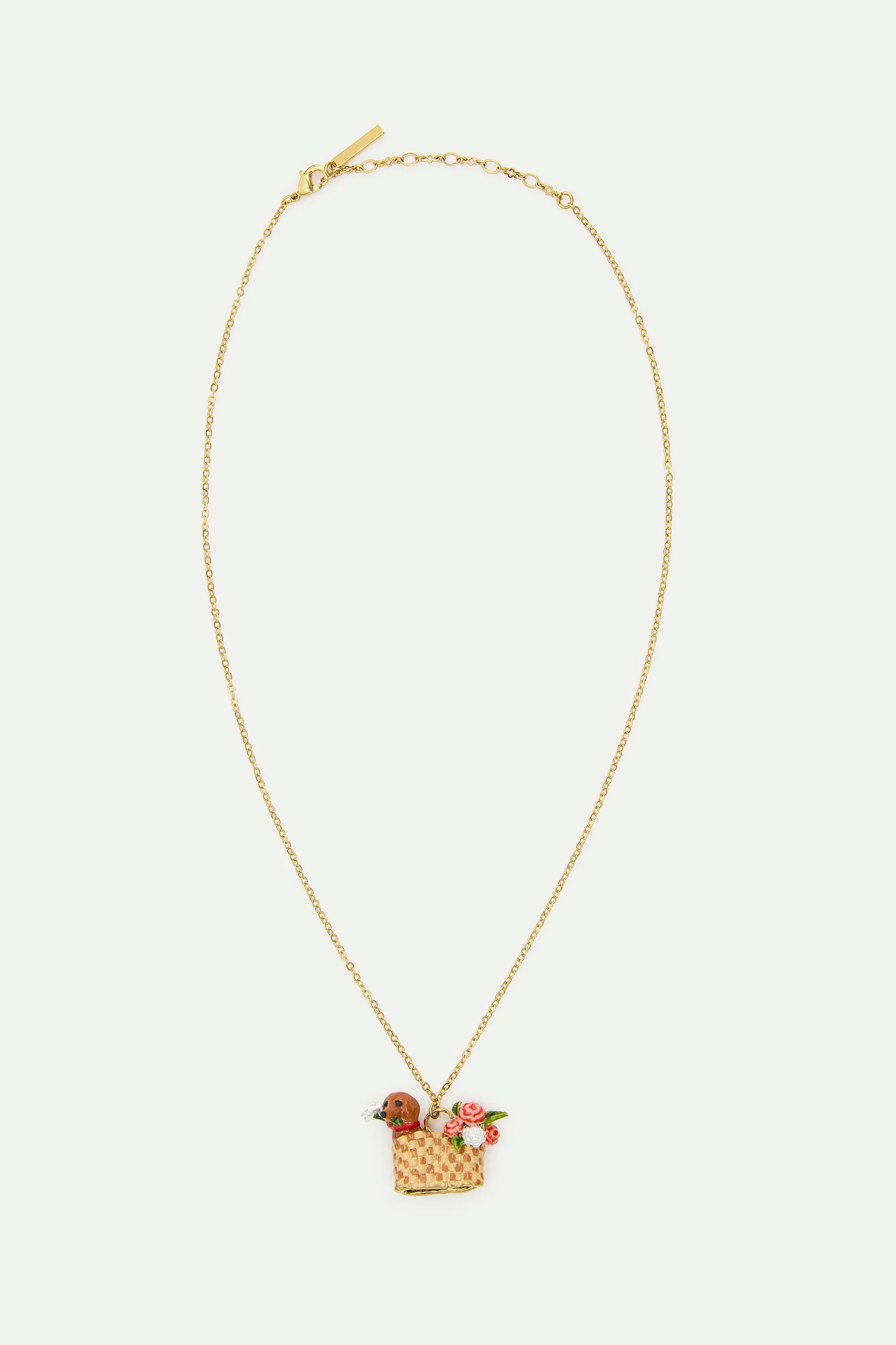 Collier pendentif panier, teckel et fleurs - Image 4
