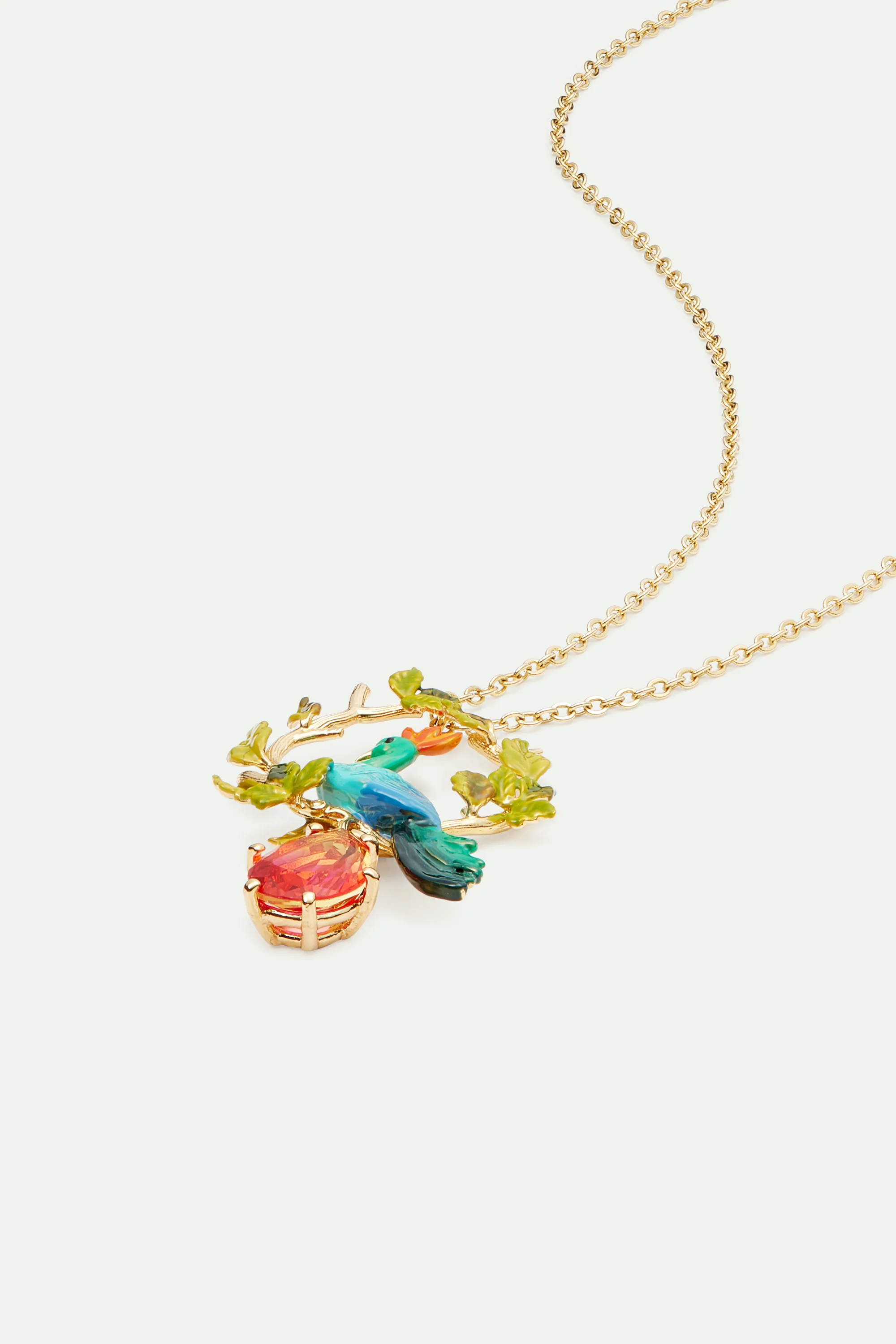 Collier pendentif paon et poire de verre facetté - Image 3
