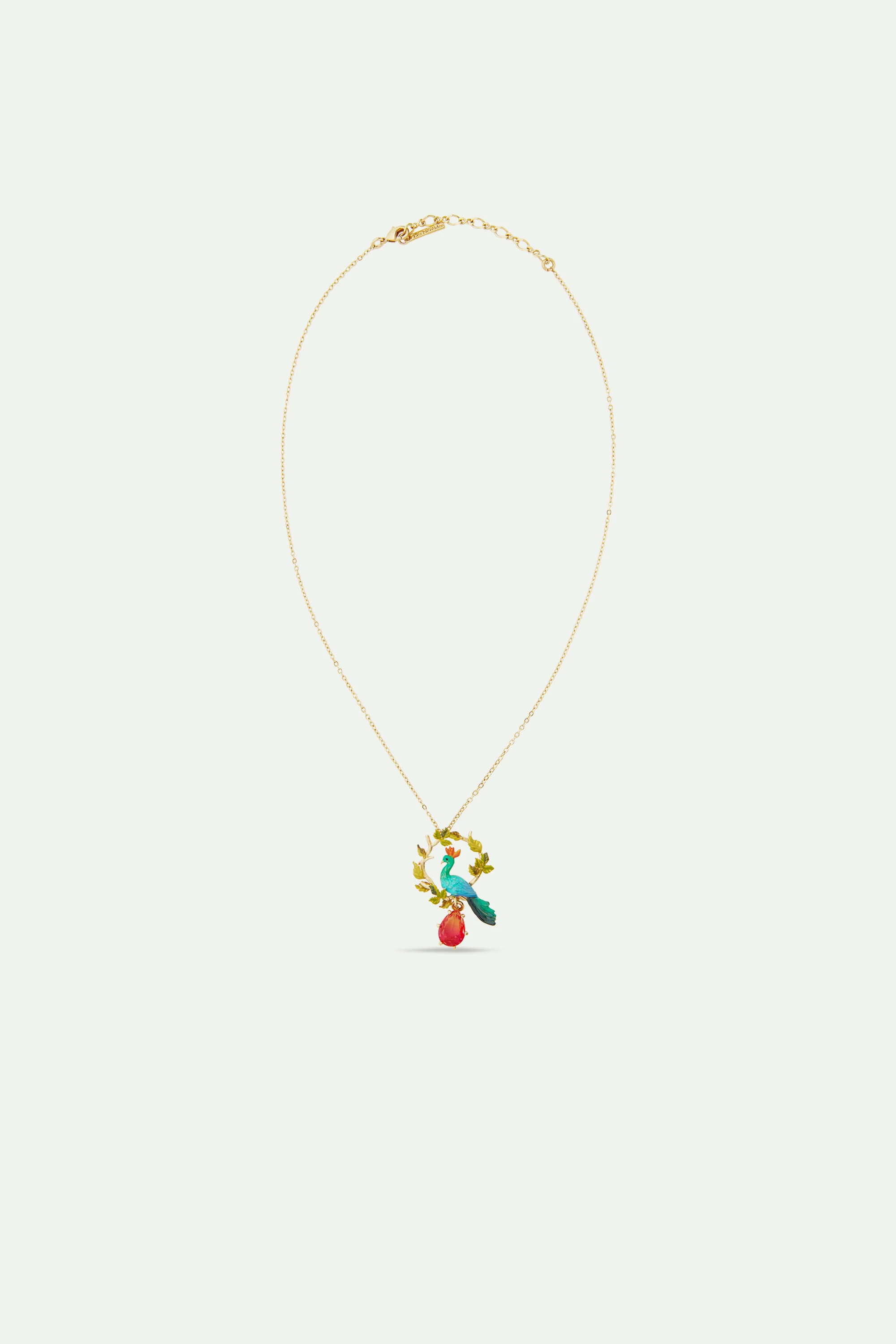 Collier pendentif paon et poire de verre facetté - Image 4