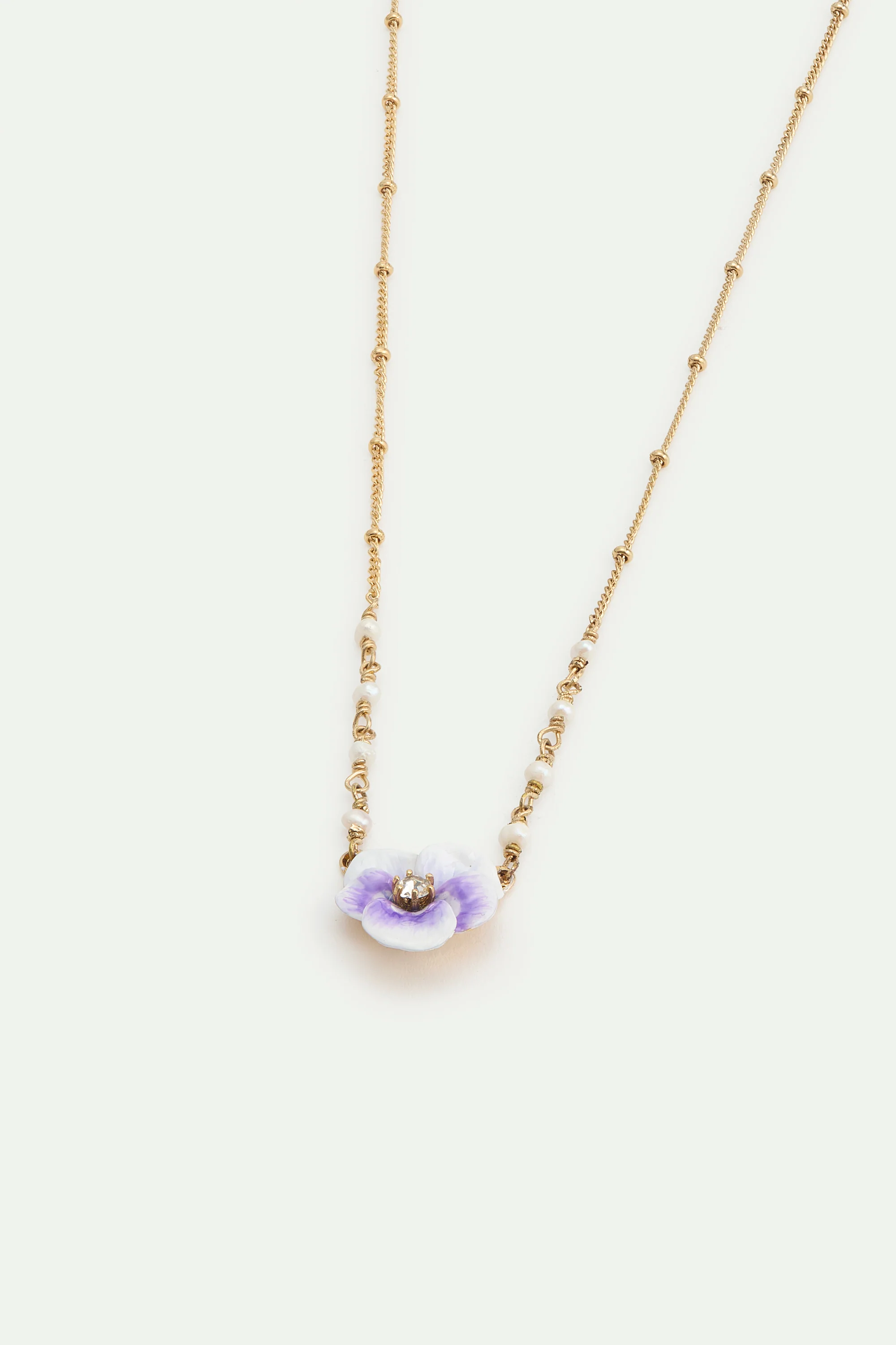 Collier pendentif pensée violette et cristal taillé - Image 3