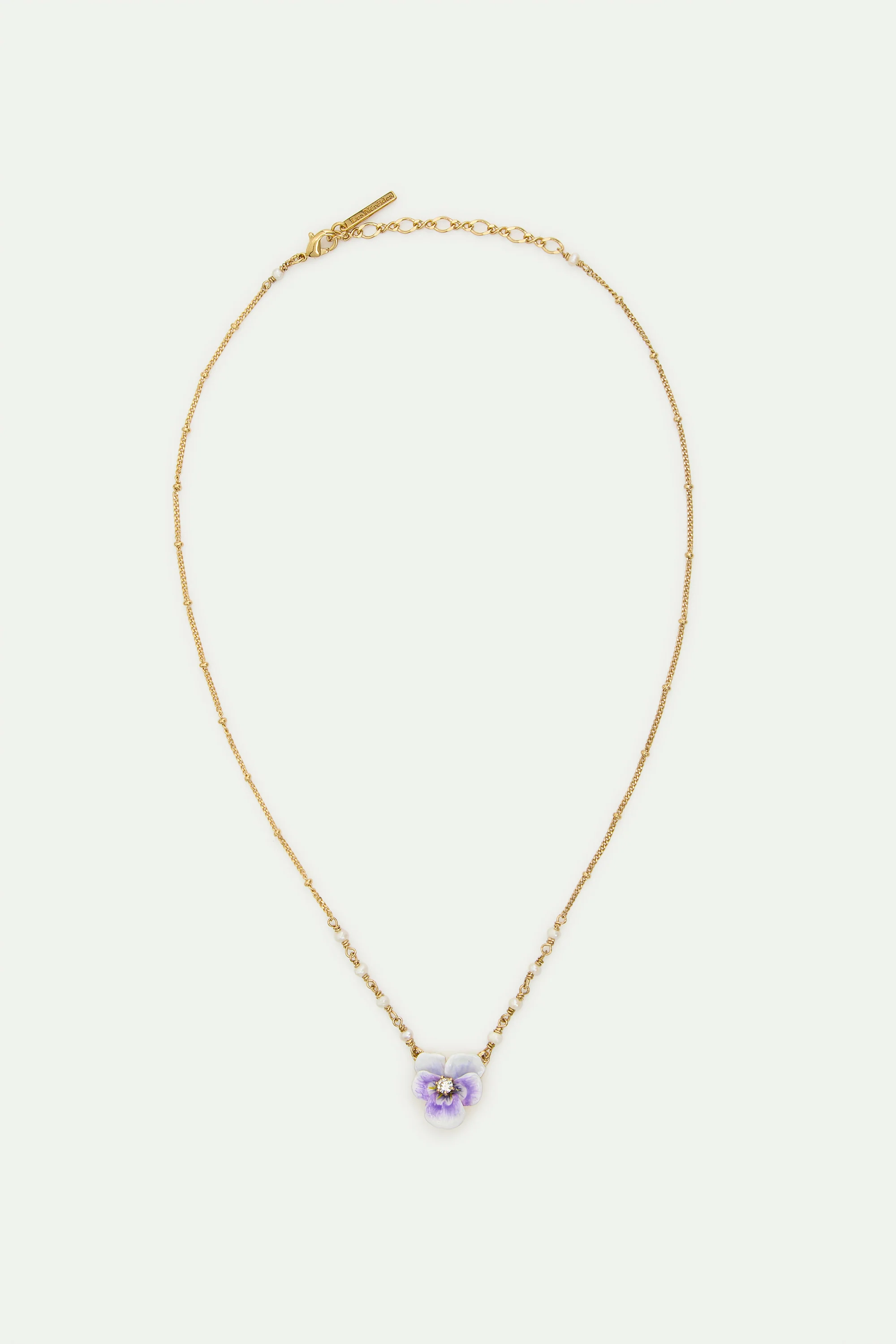 Collier pendentif pensée violette et cristal taillé - Image 4