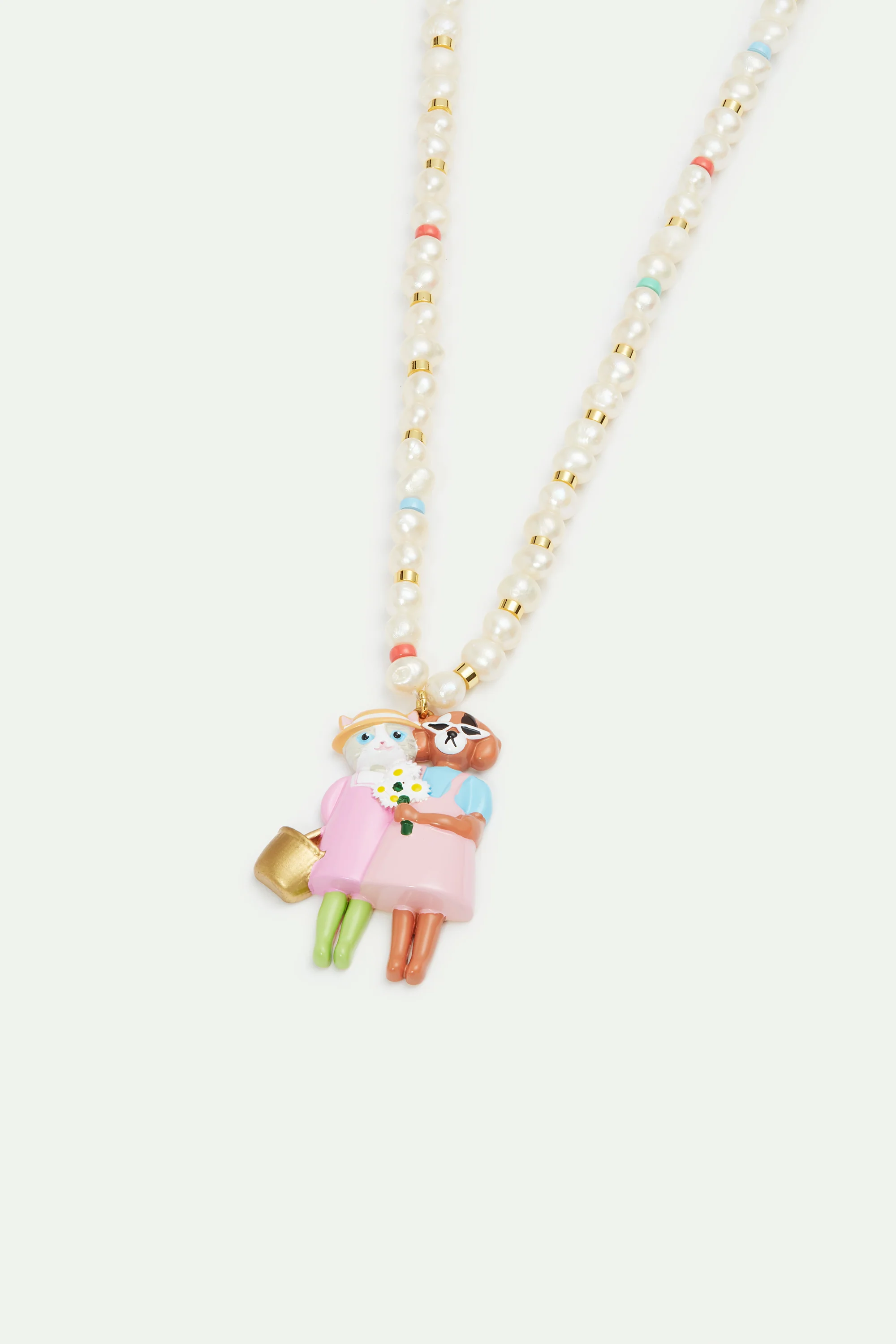 Collier pendentif perles fantaisie, chat et chien - Image 3