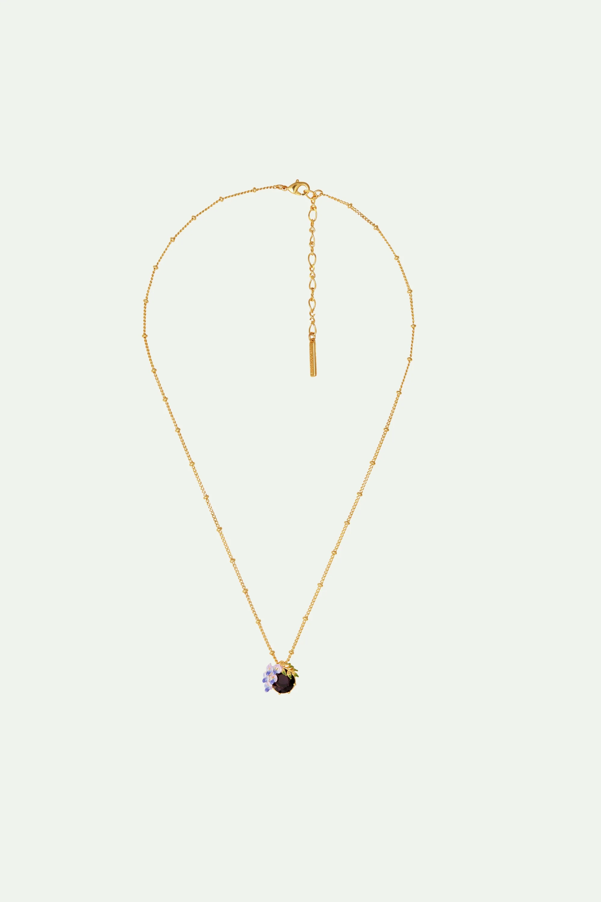 Collier pendentif petite glycine et pierre de verre facetté - Image 2