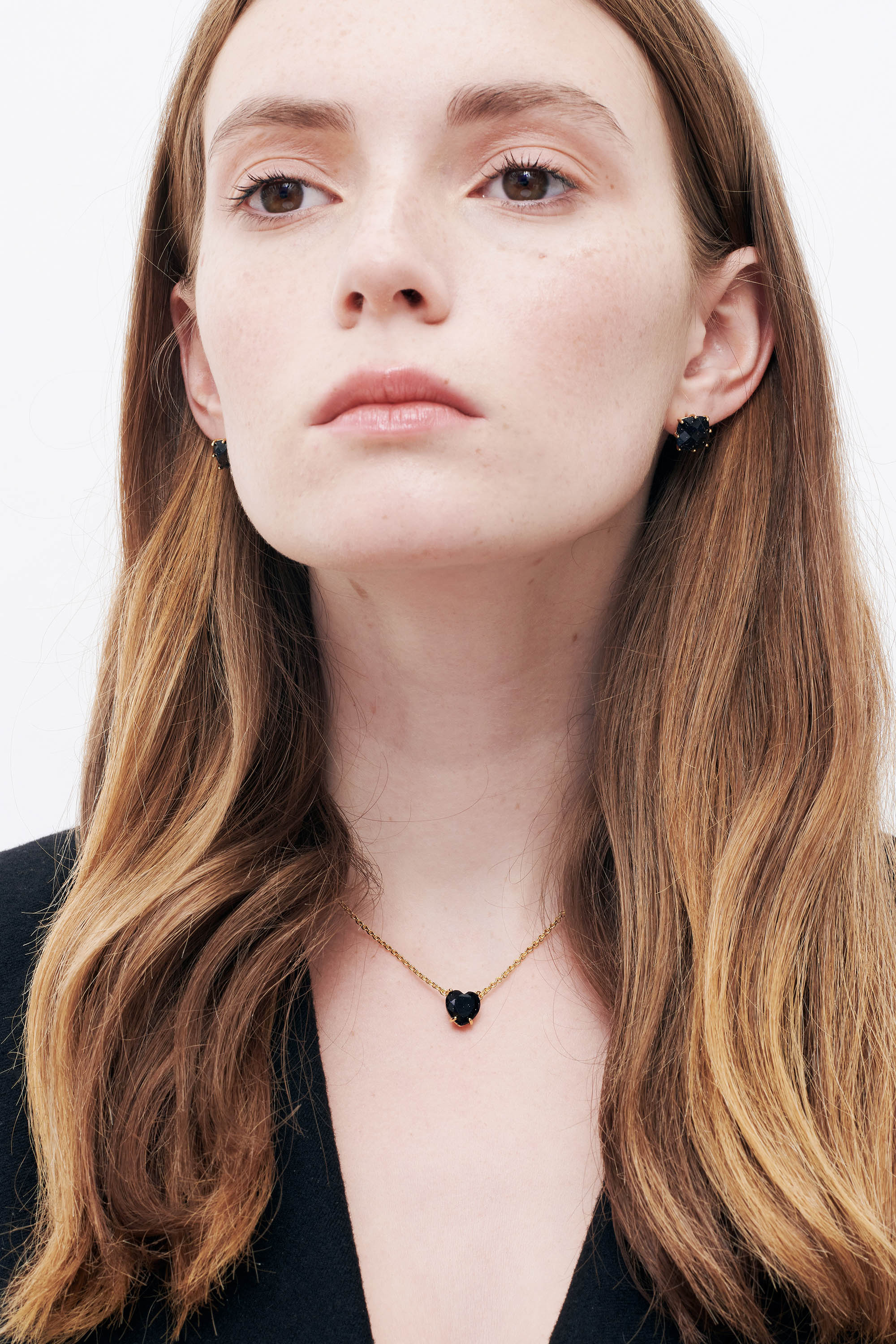 Collier pendentif pierre cœur la diamantine bleu nuit pailleté - Image 2