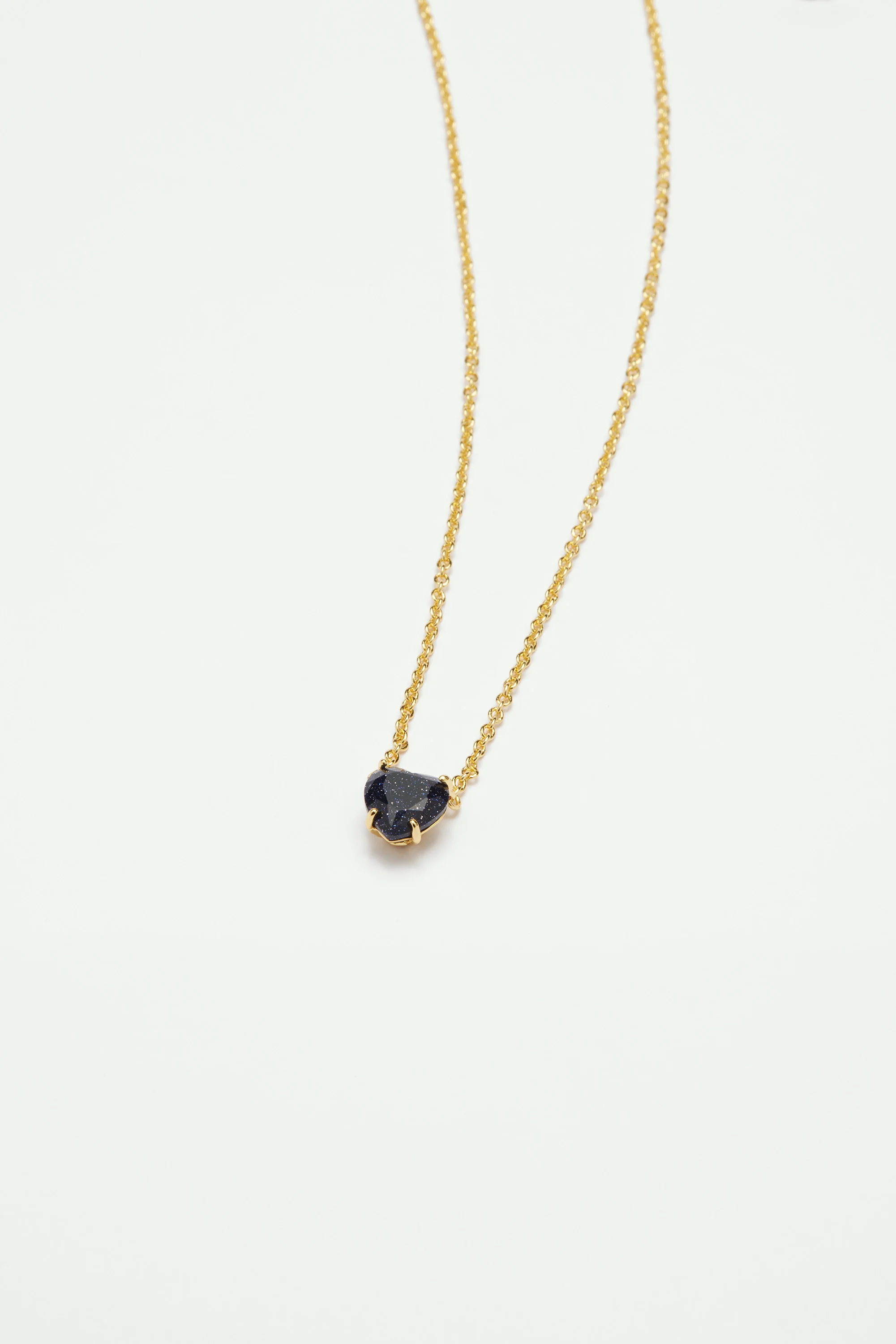 Collier pendentif pierre cœur la diamantine bleu nuit pailleté - Image 3