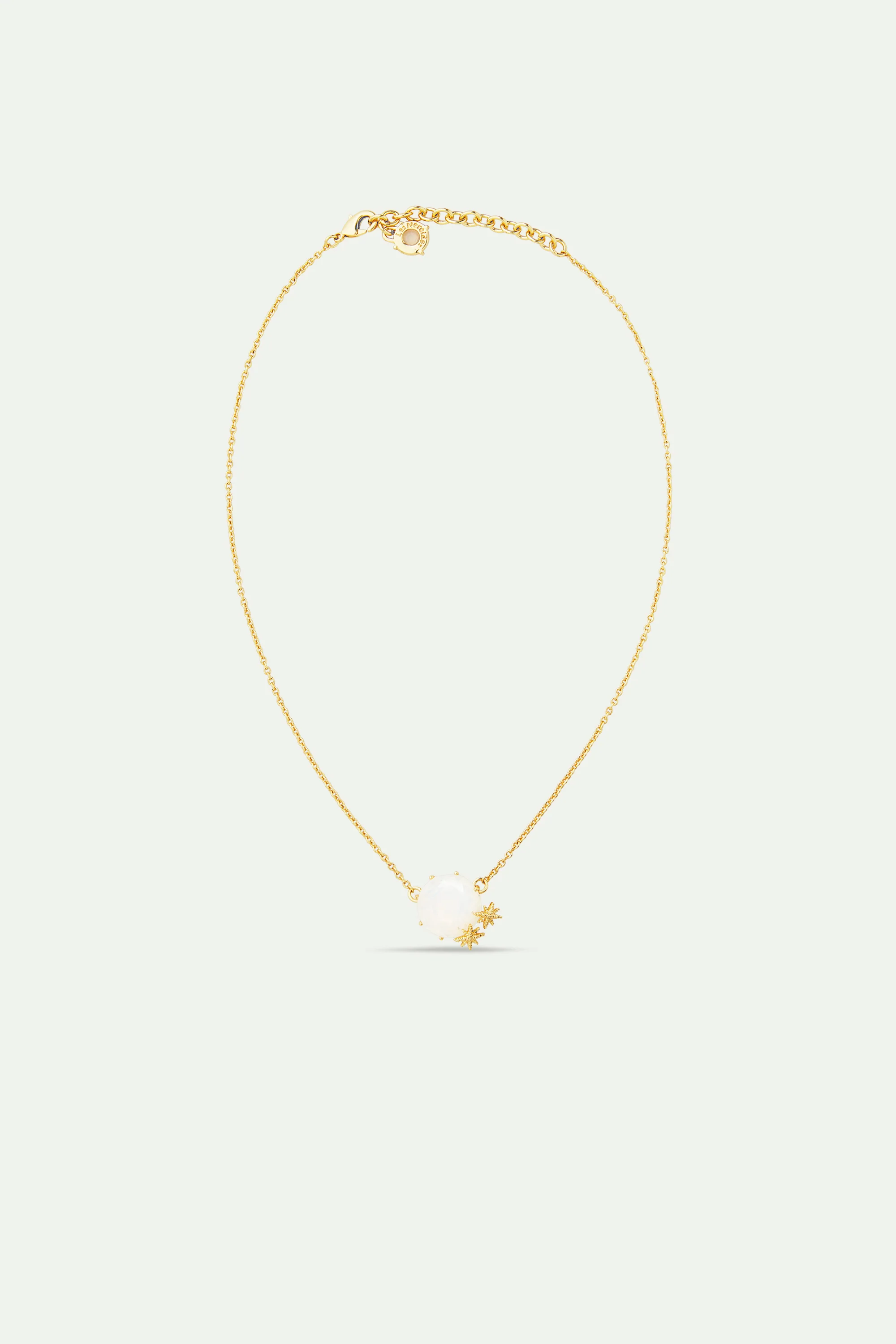 Collier pendentif pierre ronde La Diamantine blanc opalescent et fines étoiles - Image 3