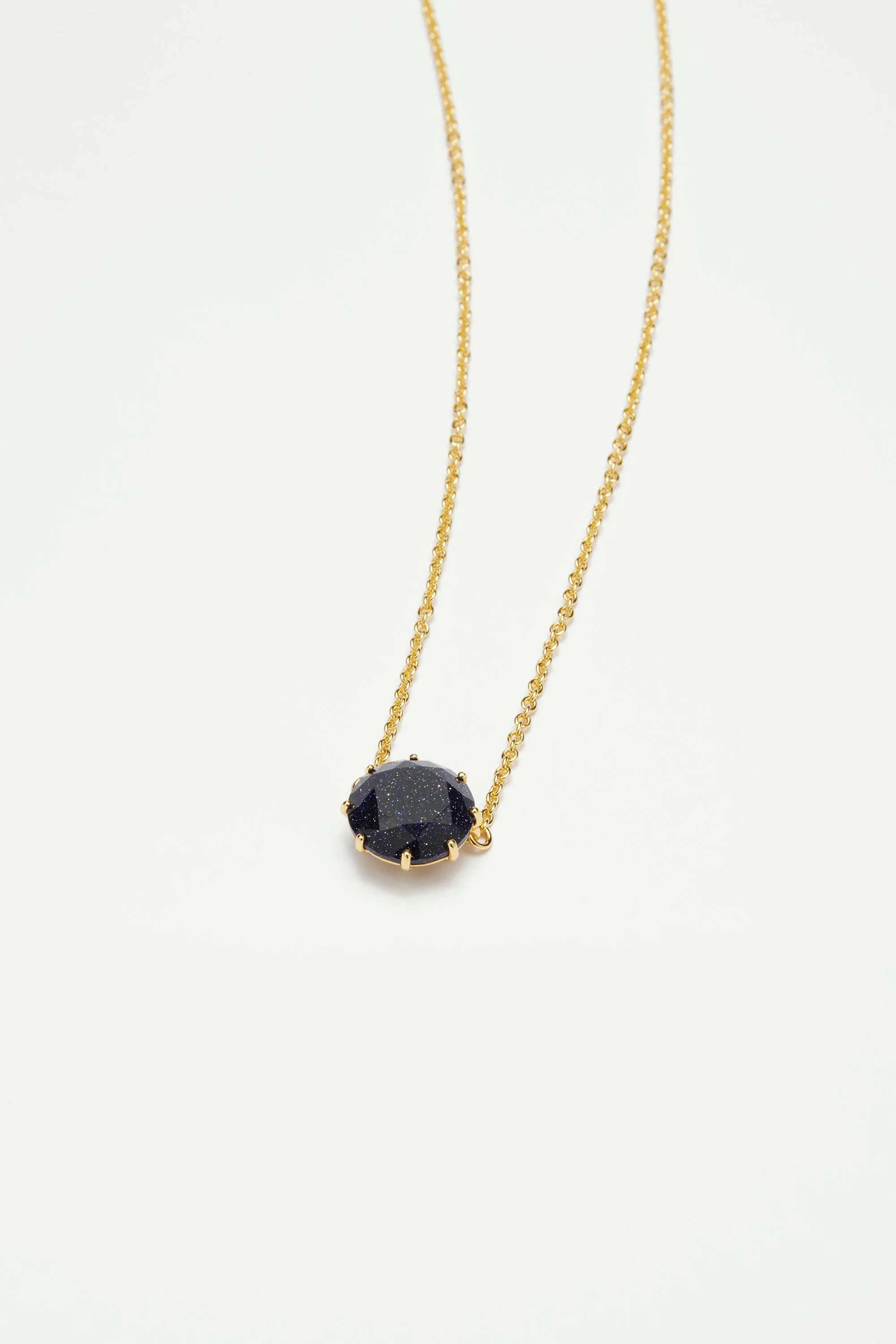 Collier pendentif pierre ronde la diamantine bleu nuit pailleté - Image 2