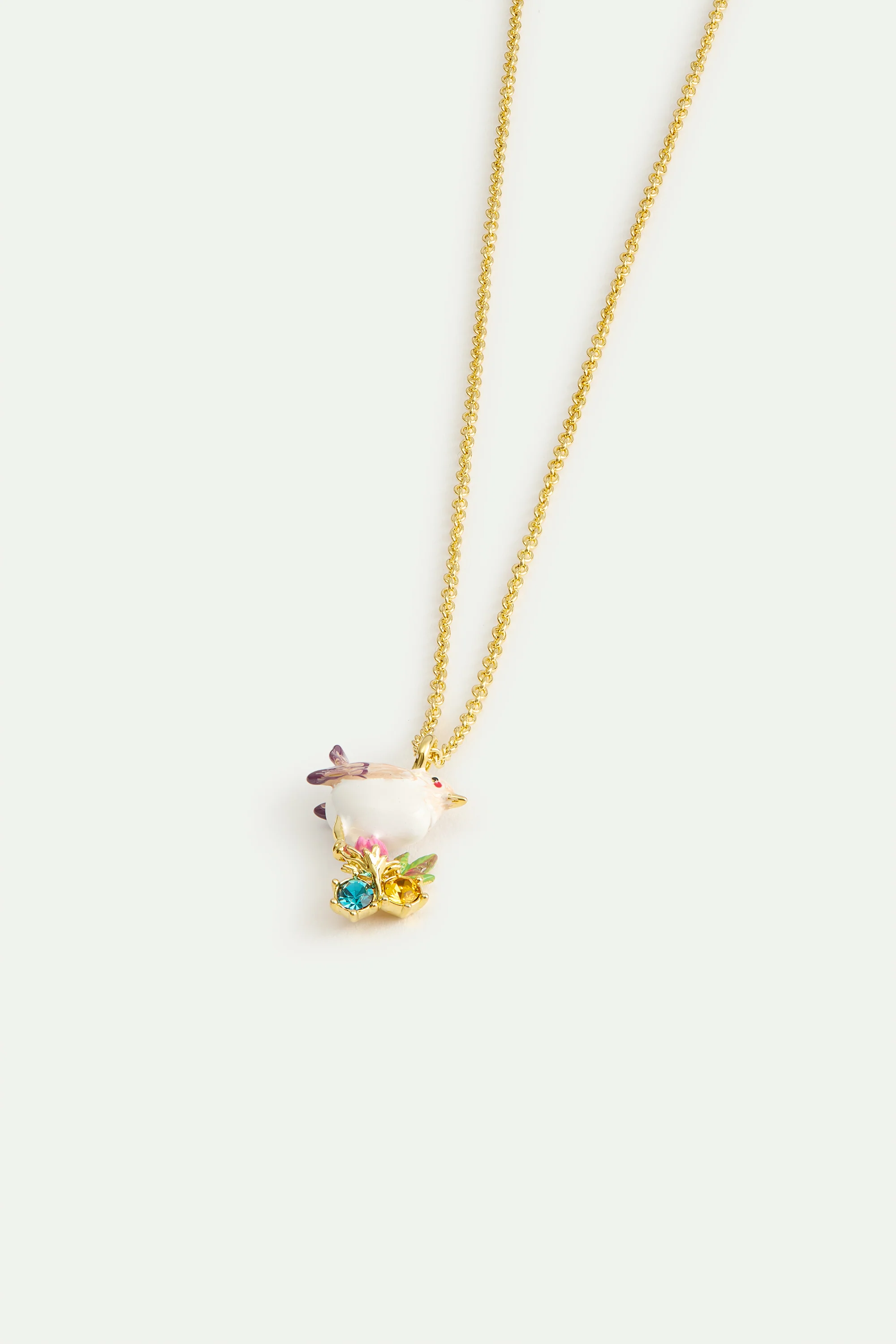 Collier pendentif plectrophane des neiges, bouton de rose et cristaux - Image 3