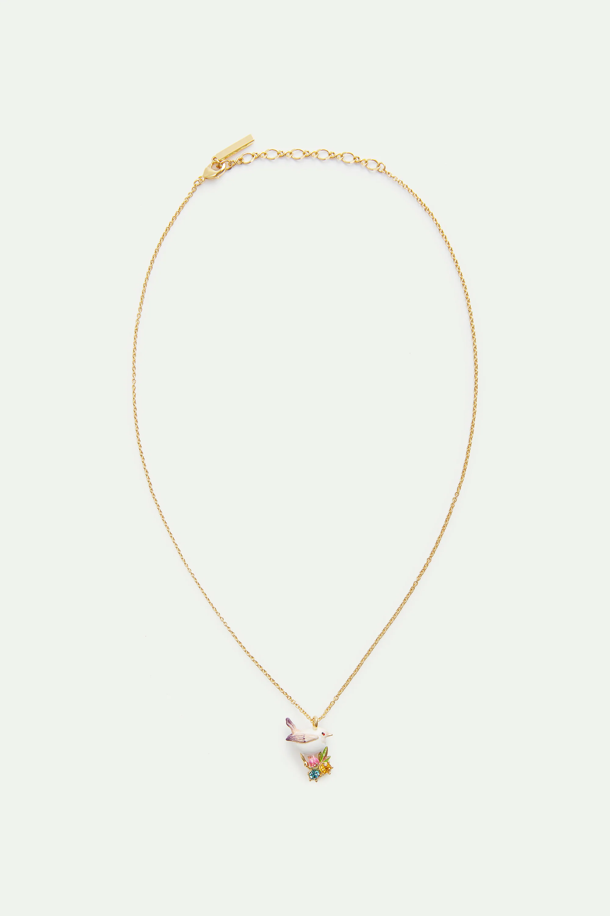 Collier pendentif plectrophane des neiges, bouton de rose et cristaux - Image 4